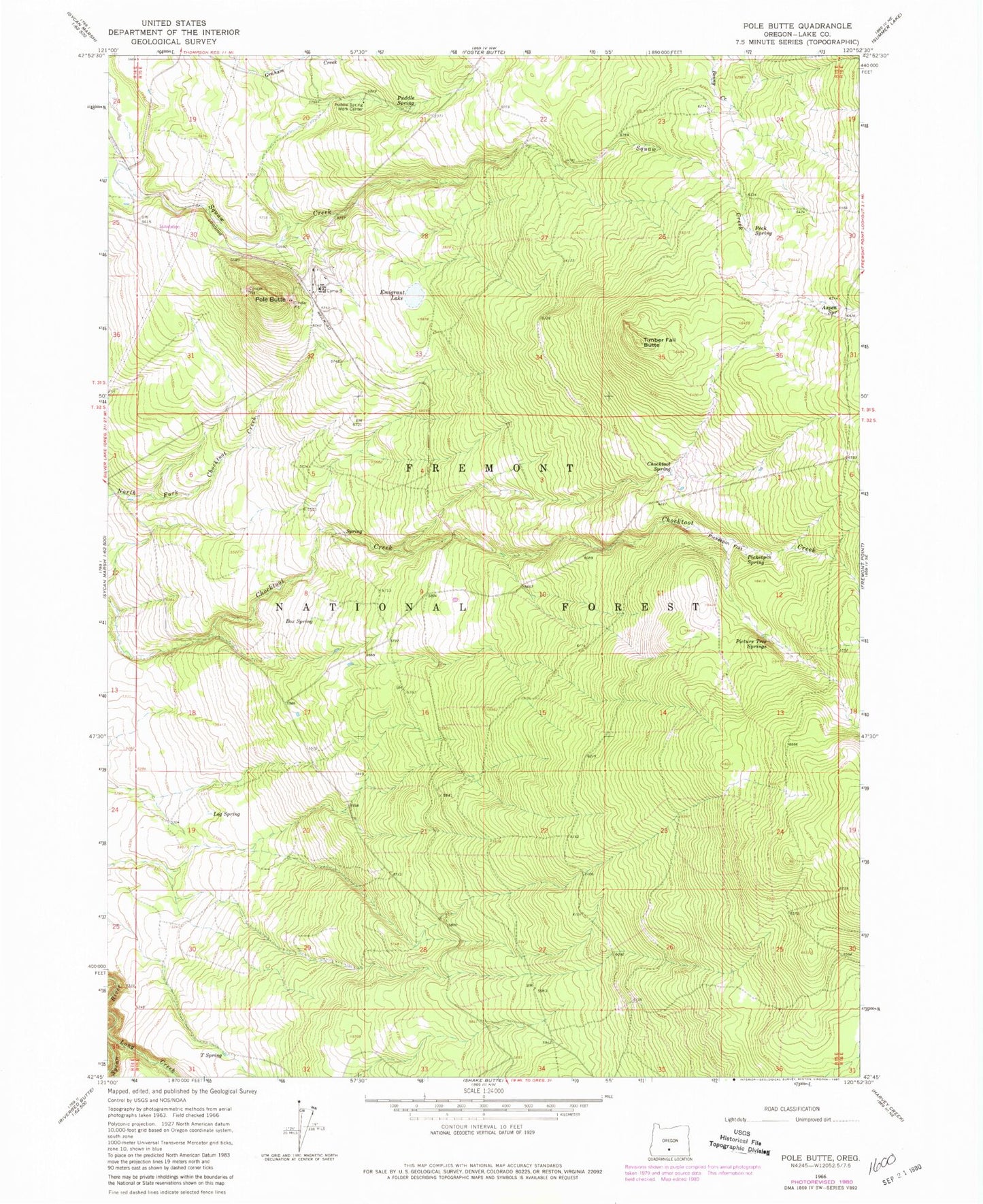 Classic USGS Pole Butte Oregon 7.5'x7.5' Topo Map Image