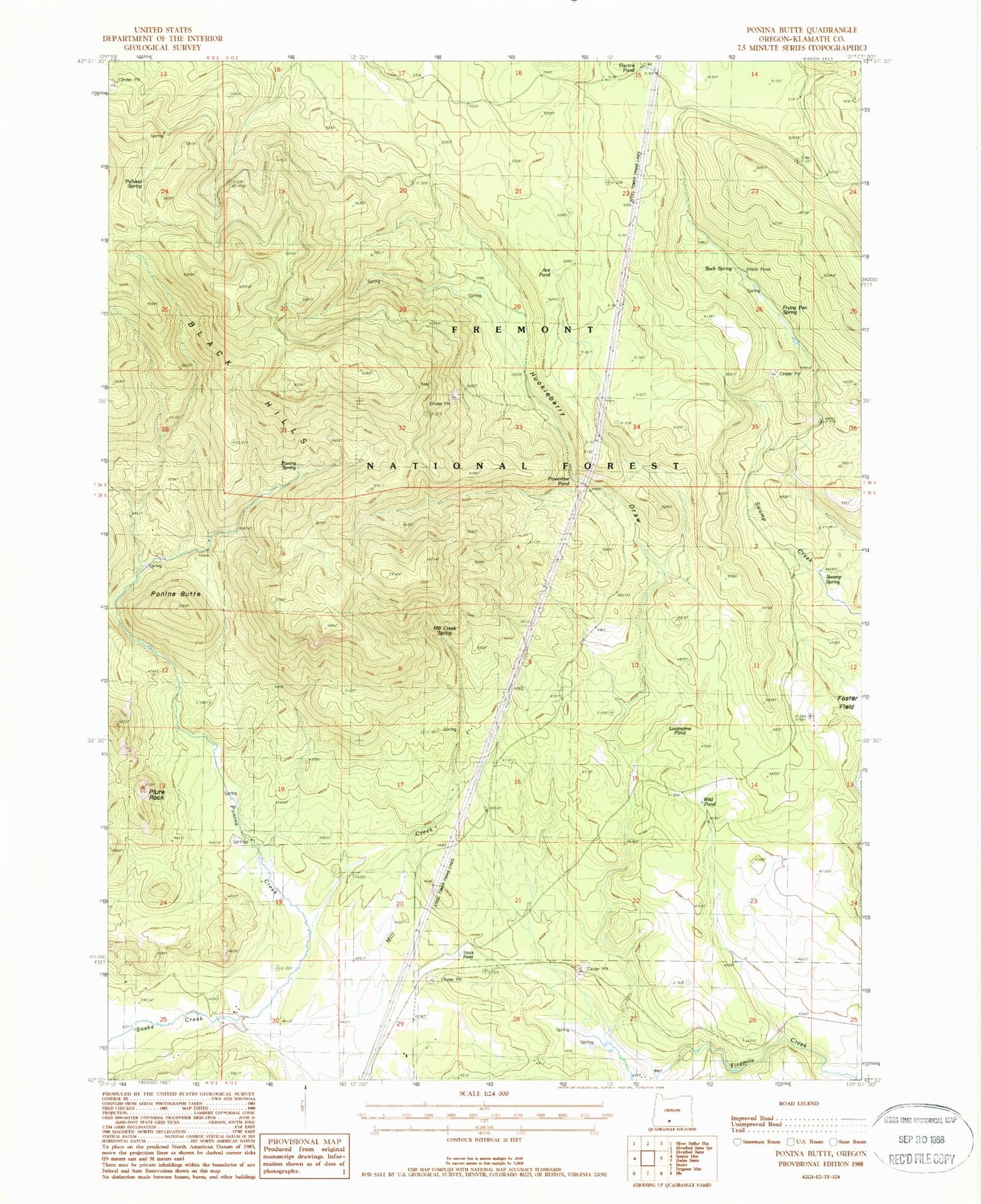 Classic USGS Ponina Butte Oregon 7.5'x7.5' Topo Map Image