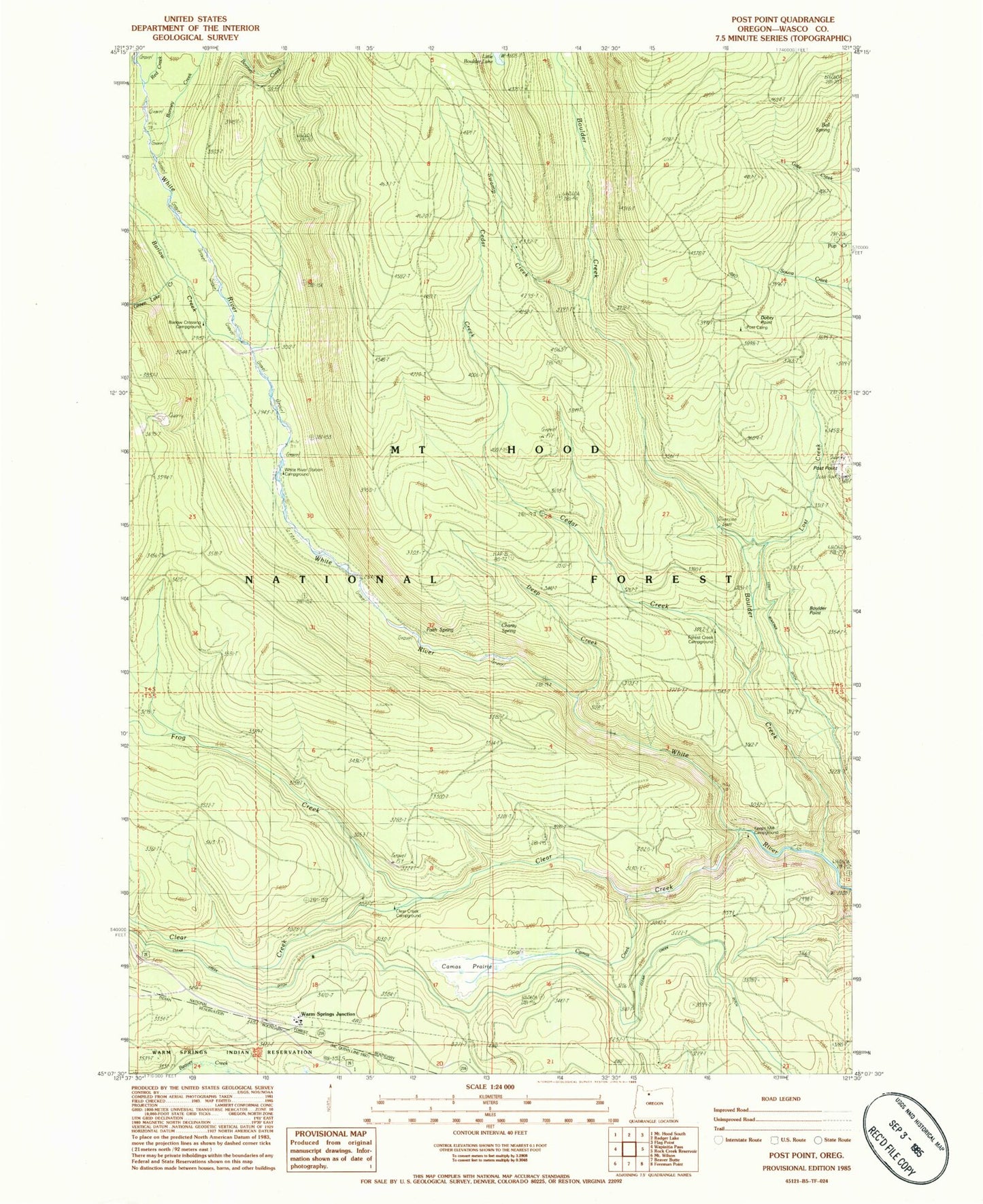 Classic USGS Post Point Oregon 7.5'x7.5' Topo Map Image