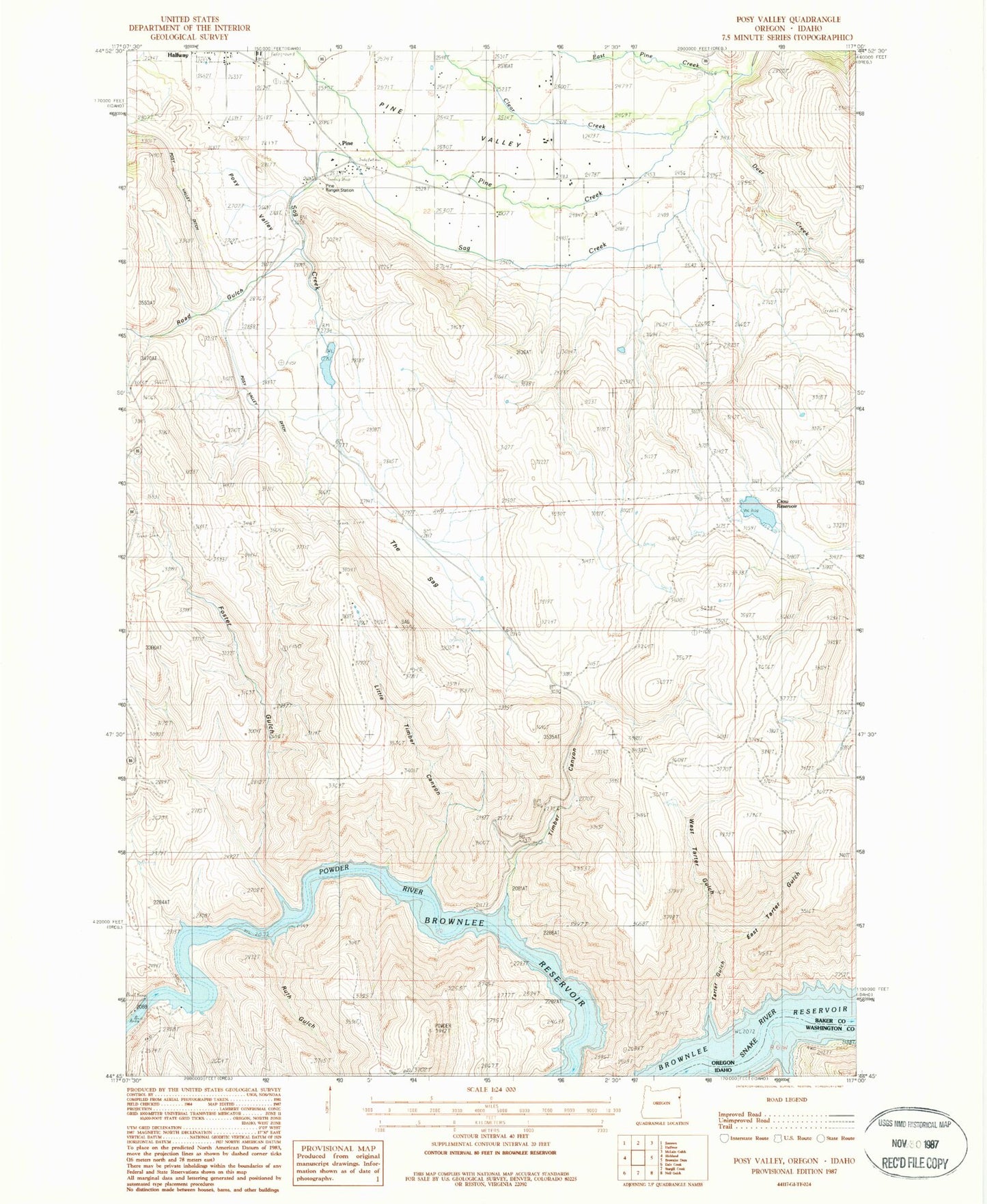 Classic USGS Posy Valley Oregon 7.5'x7.5' Topo Map Image