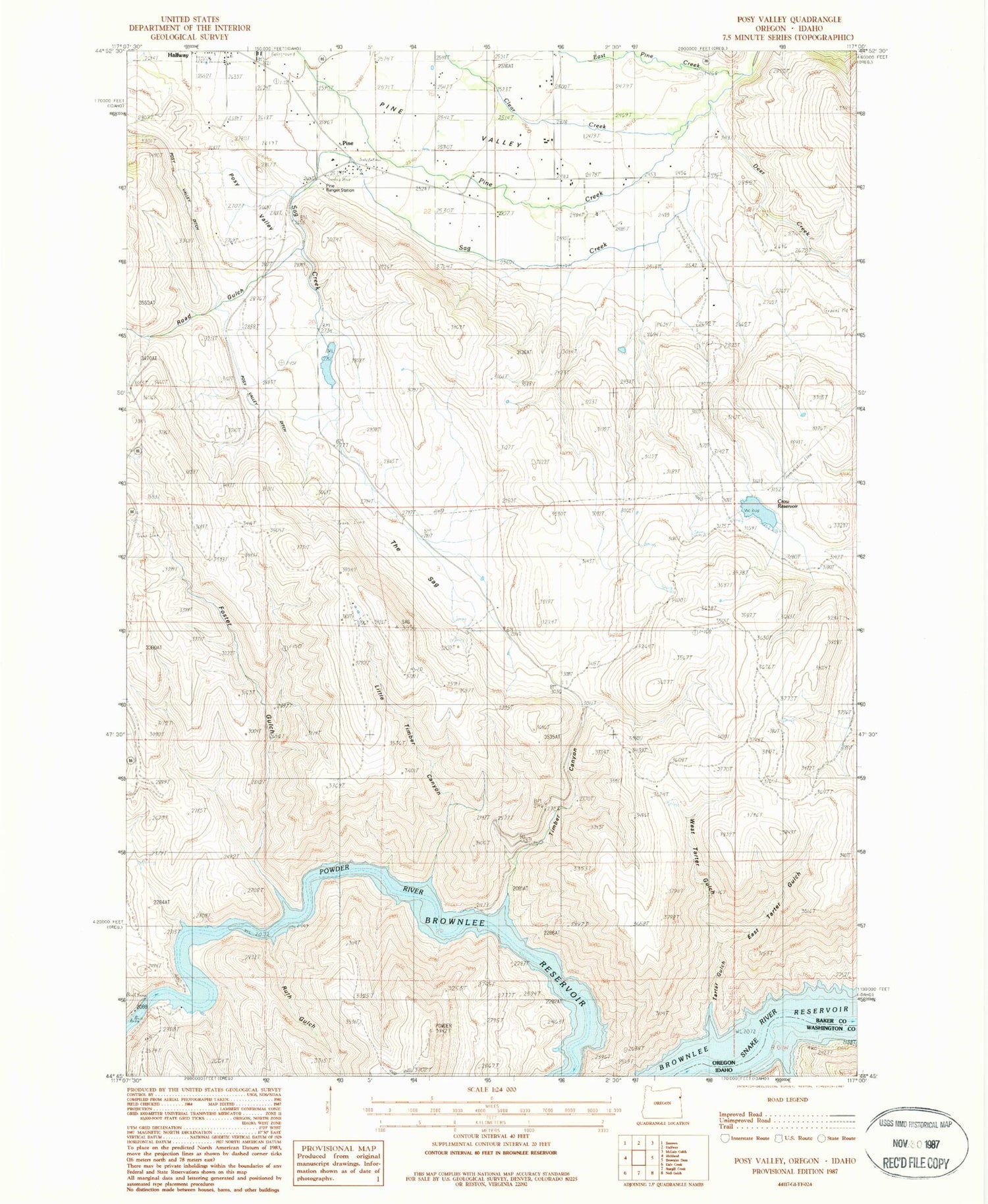 Classic USGS Posy Valley Oregon 7.5'x7.5' Topo Map Image