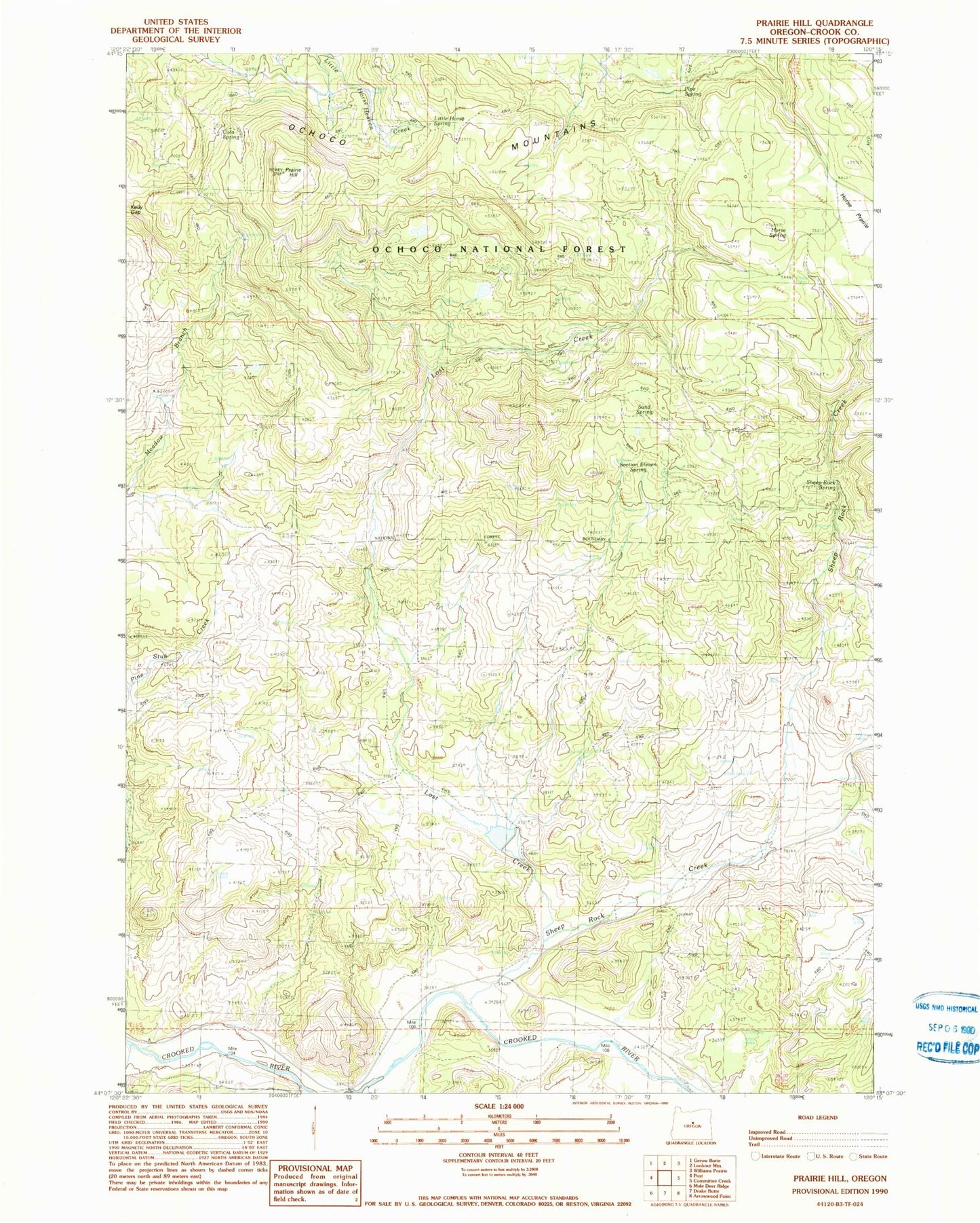 Classic USGS Prairie Hill Oregon 7.5'x7.5' Topo Map Image