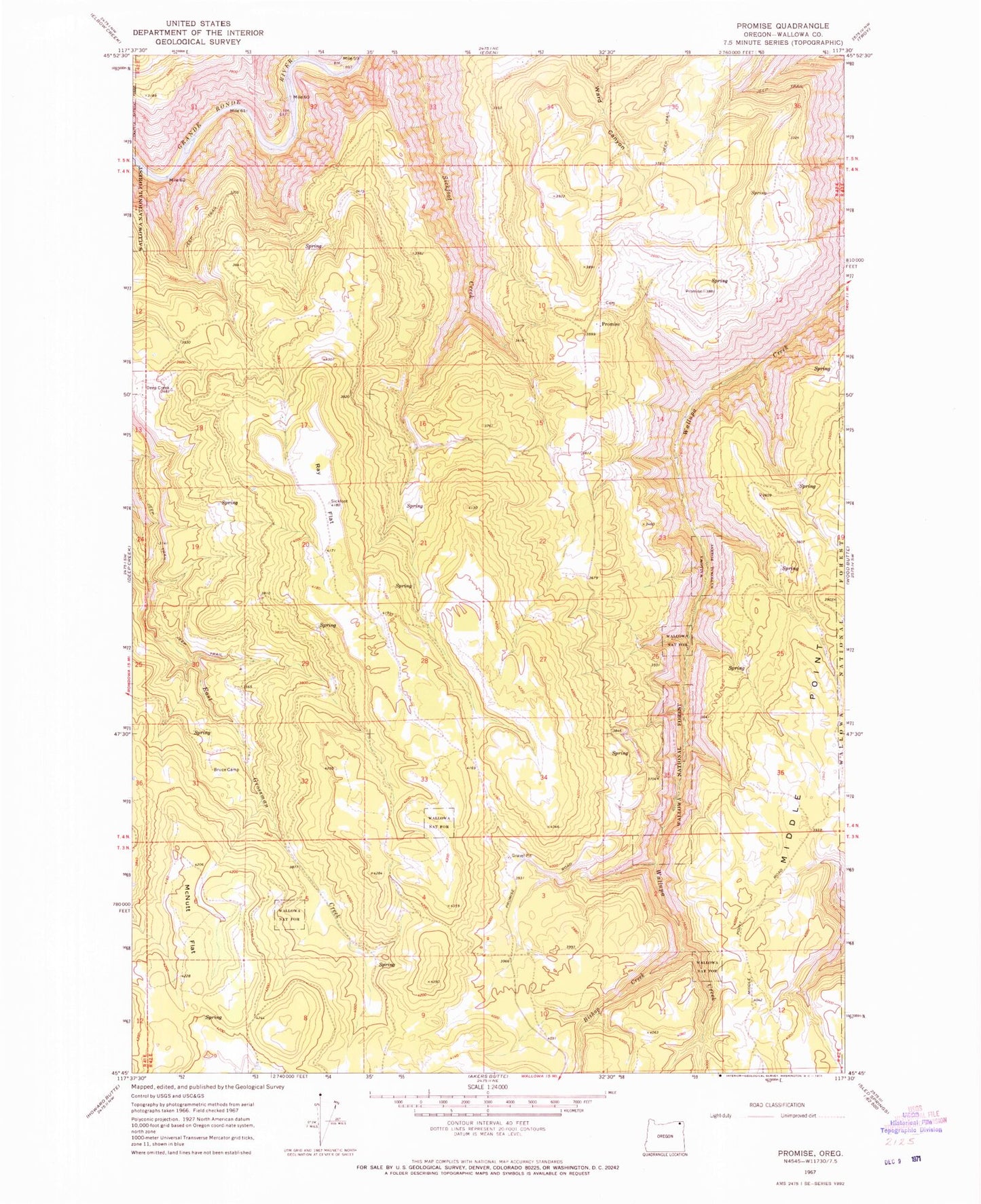 Classic USGS Promise Oregon 7.5'x7.5' Topo Map Image