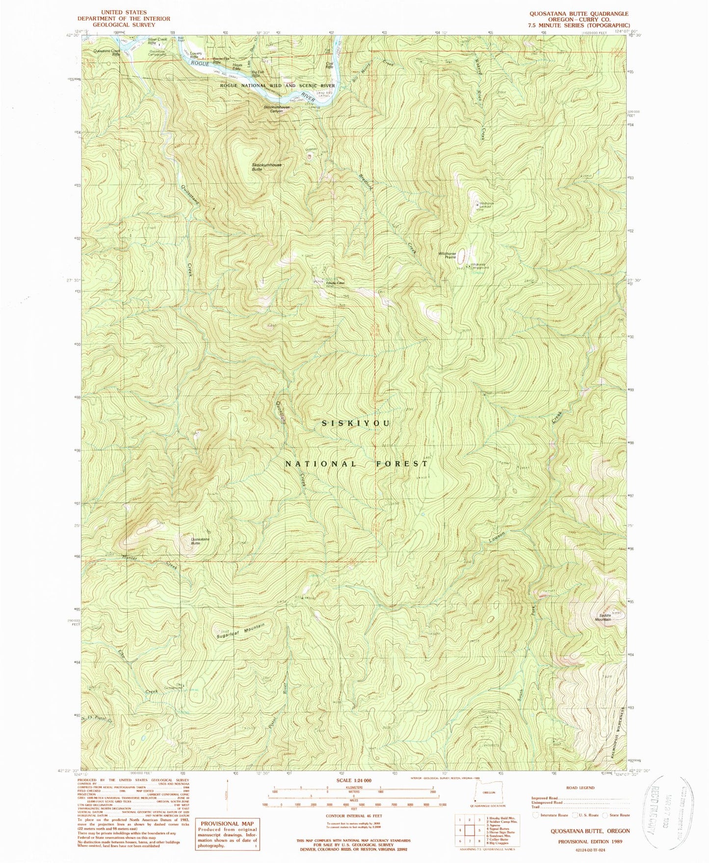 Classic USGS Quosatana Butte Oregon 7.5'x7.5' Topo Map Image