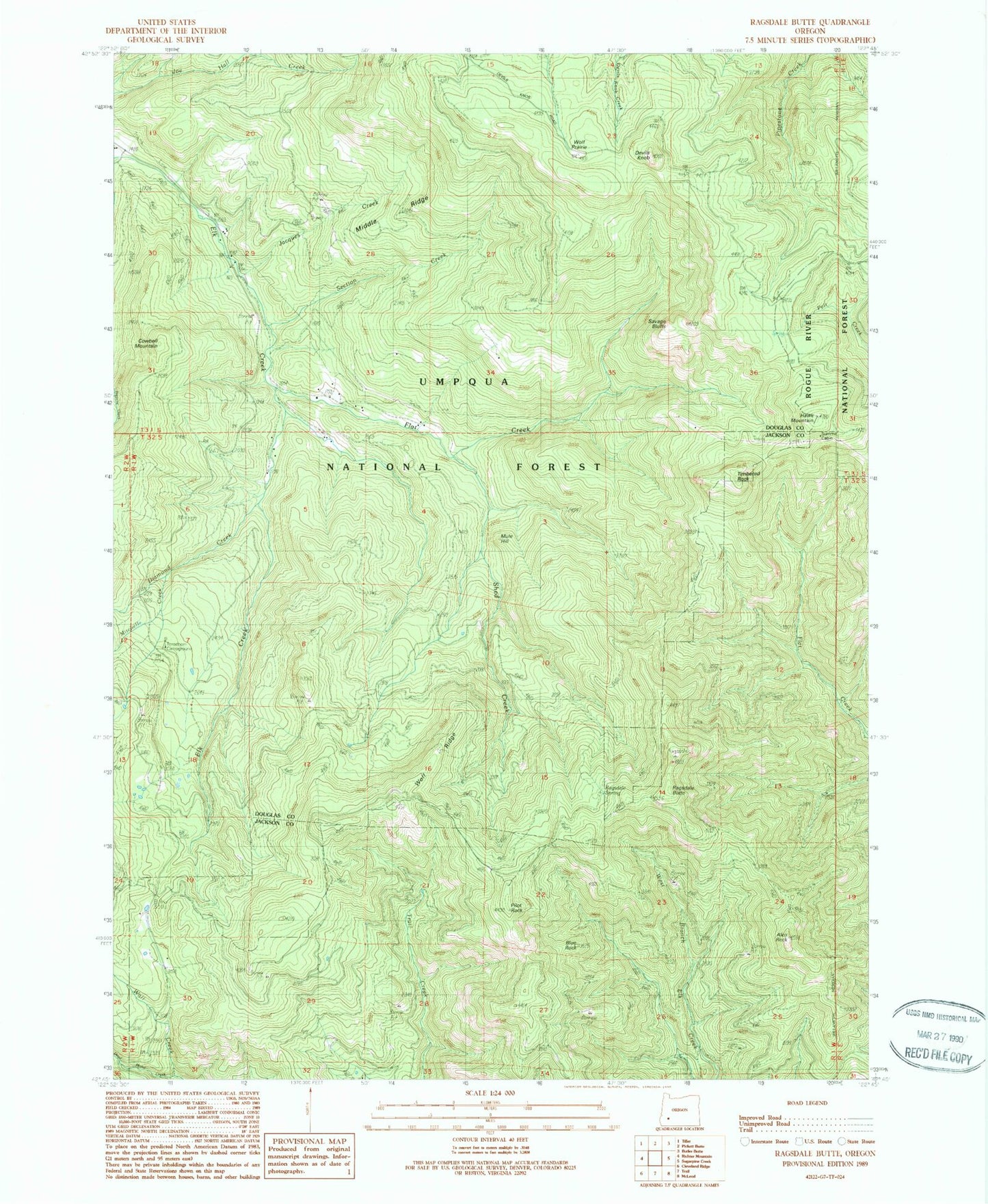 Classic USGS Ragsdale Butte Oregon 7.5'x7.5' Topo Map Image