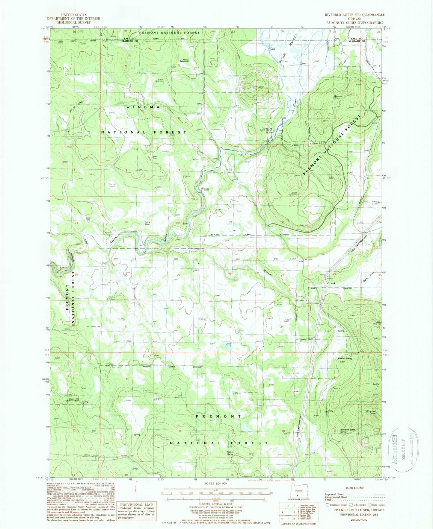 Classic USGS Riverbed Butte Spring Oregon 7.5'x7.5' Topo Map Image