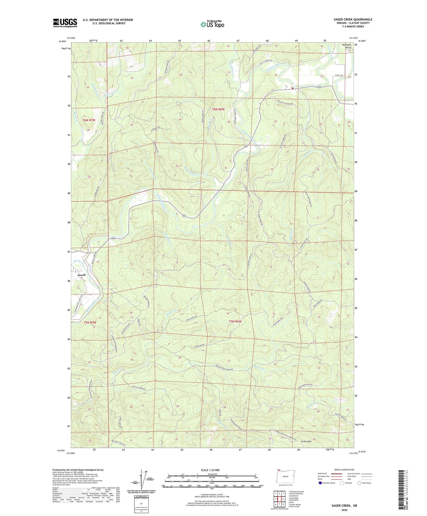 Sager Creek Oregon US Topo Map Image