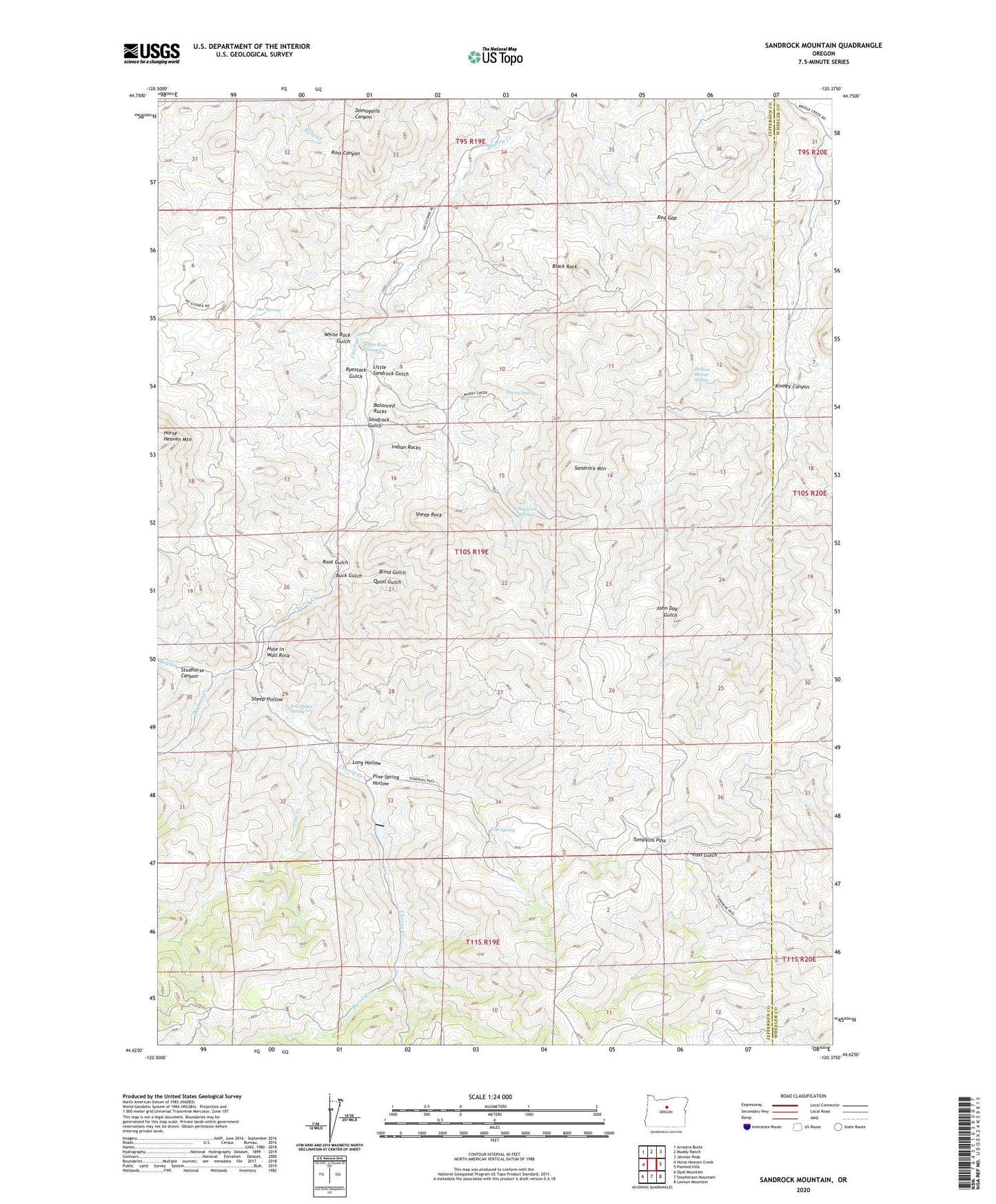 Sandrock Mountain Oregon US Topo Map Image