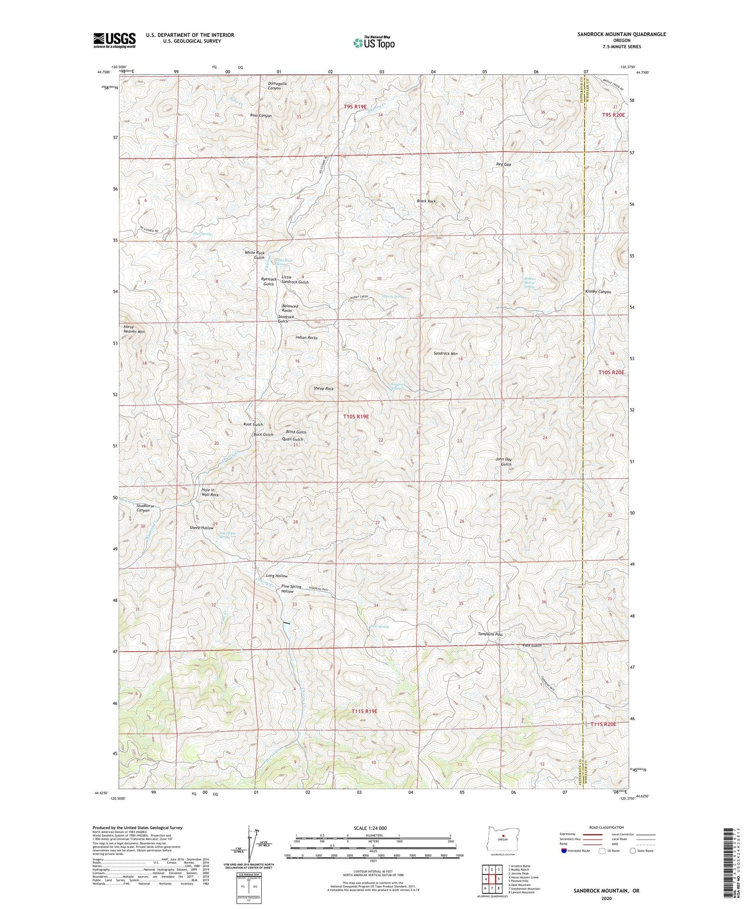 Sandrock Mountain Oregon US Topo Map Image