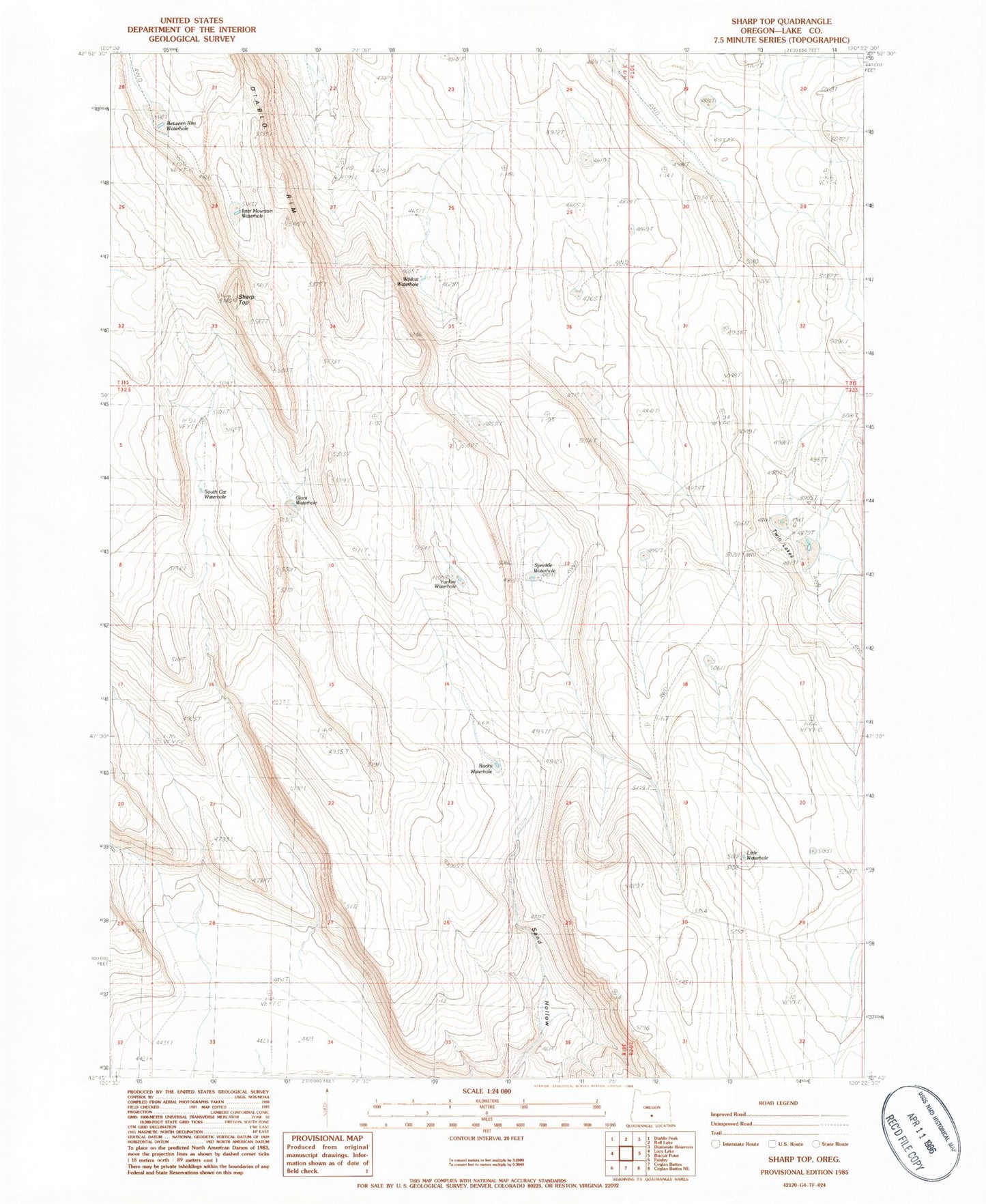Classic USGS Sharp Top Oregon 7.5'x7.5' Topo Map Image