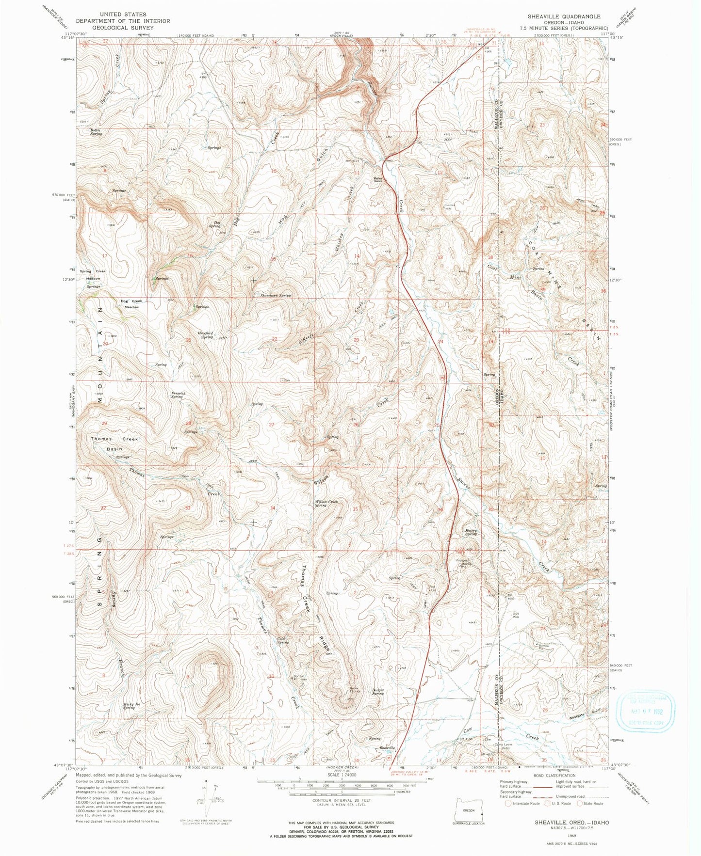 Classic USGS Sheaville Oregon 7.5'x7.5' Topo Map Image