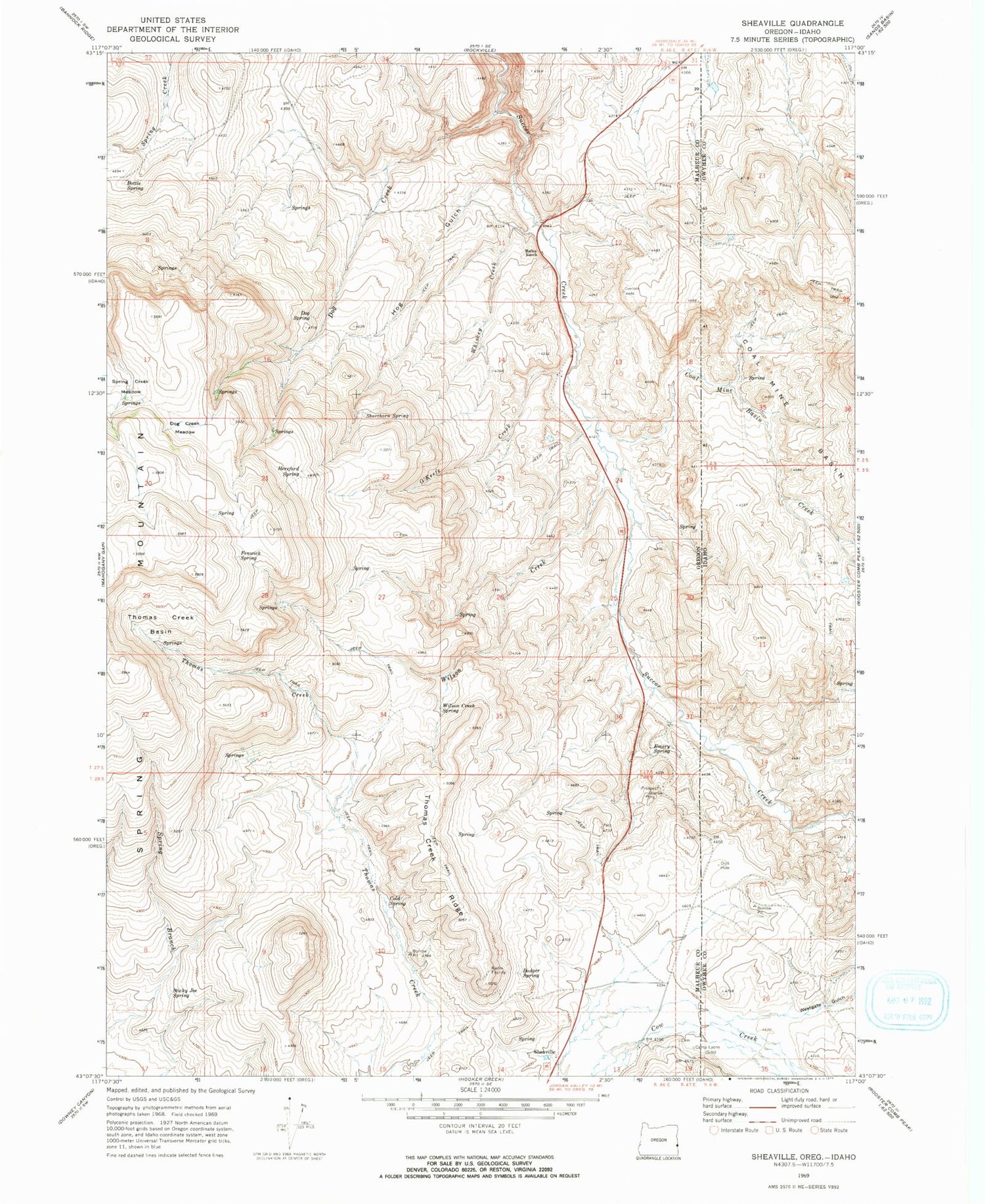 Classic USGS Sheaville Oregon 7.5'x7.5' Topo Map Image