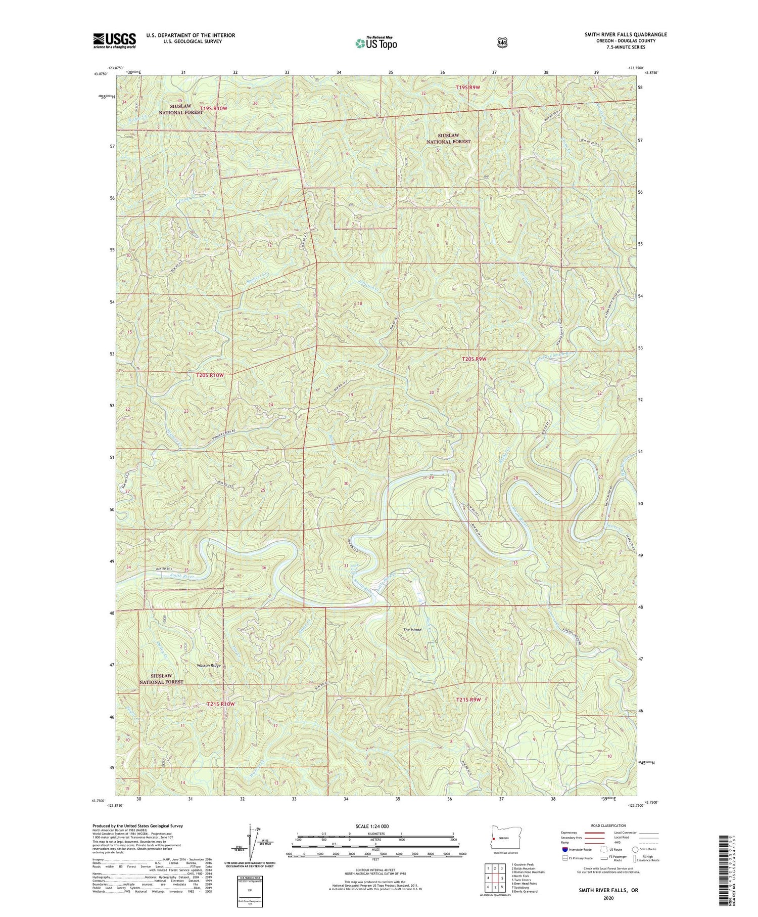Smith River Falls Oregon US Topo Map Image
