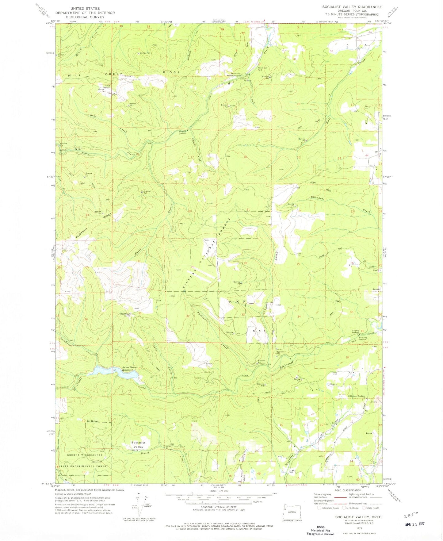 Classic USGS Socialist Valley Oregon 7.5'x7.5' Topo Map Image