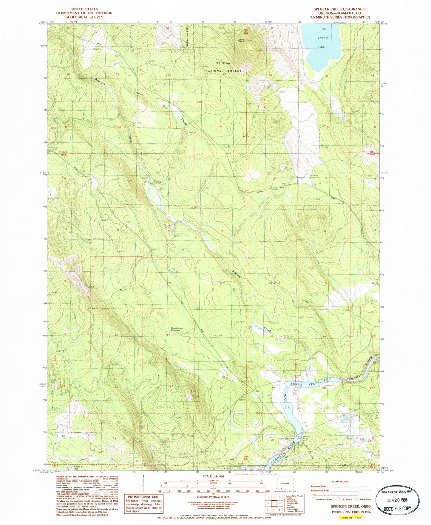 Classic USGS Spencer Creek Oregon 7.5'x7.5' Topo Map Image