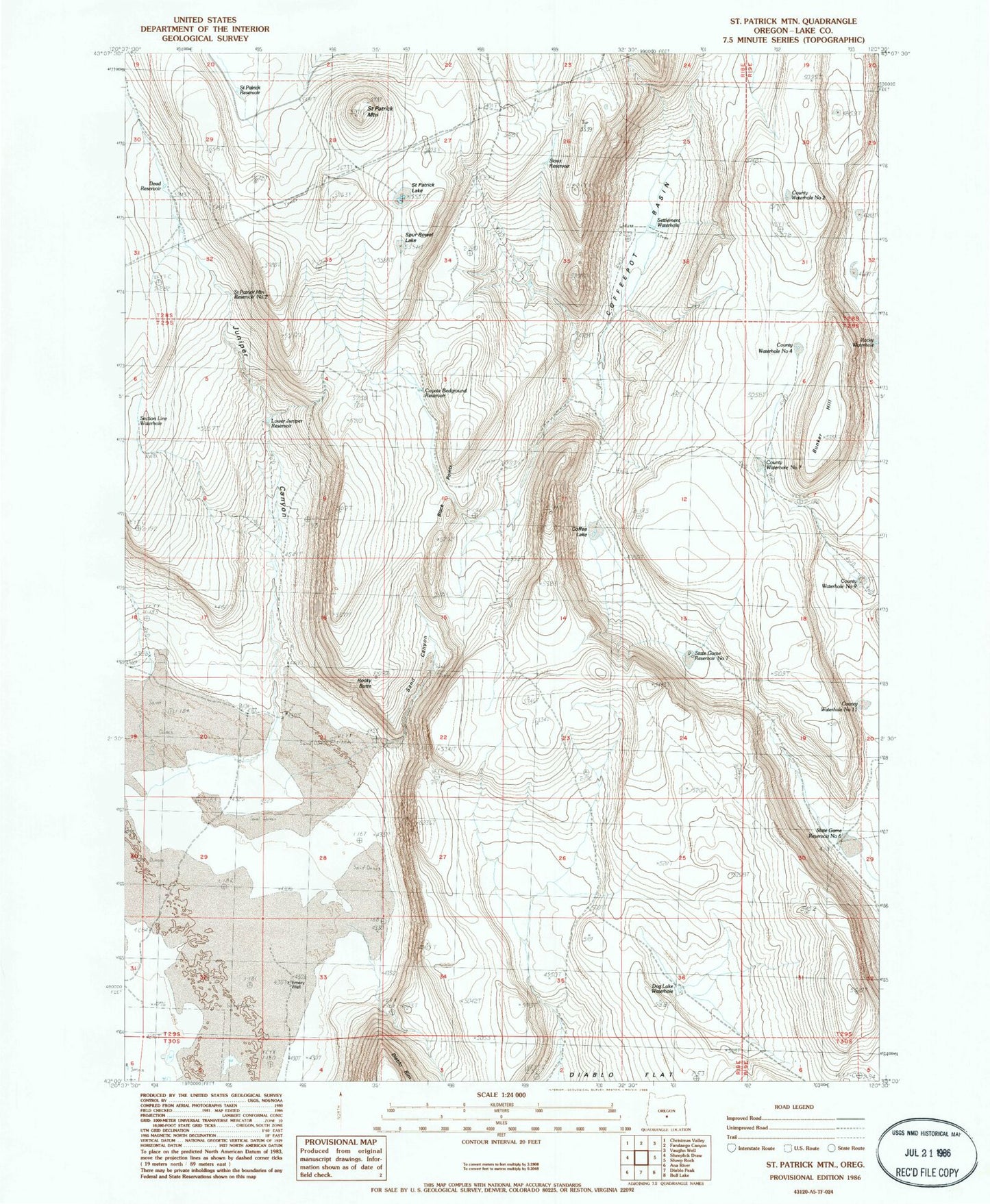 Classic USGS Saint Patrick Mountain Oregon 7.5'x7.5' Topo Map Image