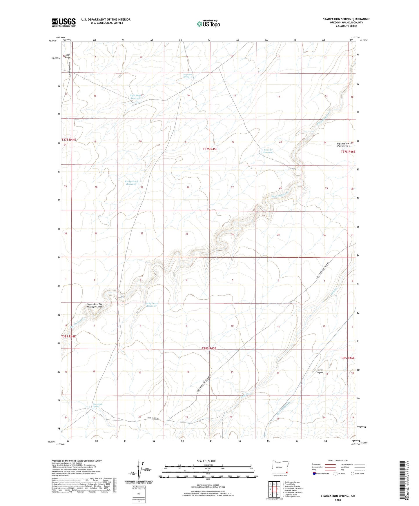 Starvation Spring Oregon US Topo Map Image