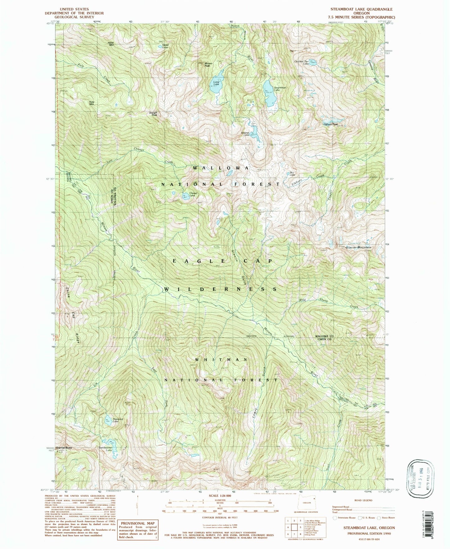 USGS Classic Steamboat Lake Oregon 7.5'x7.5' Topo Map Image