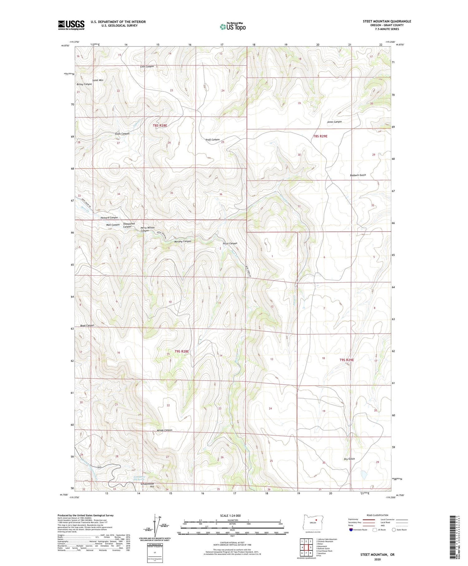 Steet Mountain Oregon US Topo Map Image