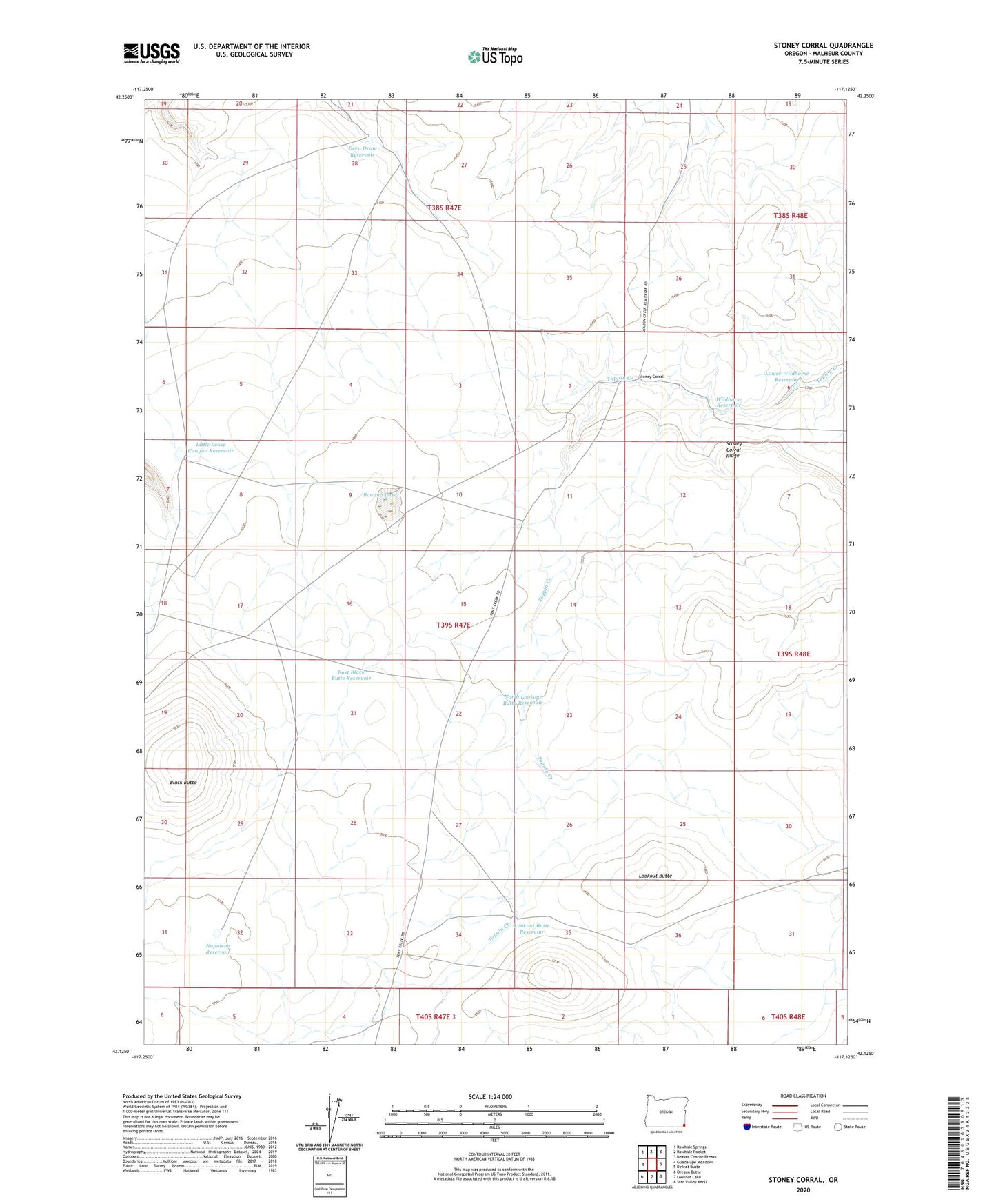Stoney Corral Oregon US Topo Map Image