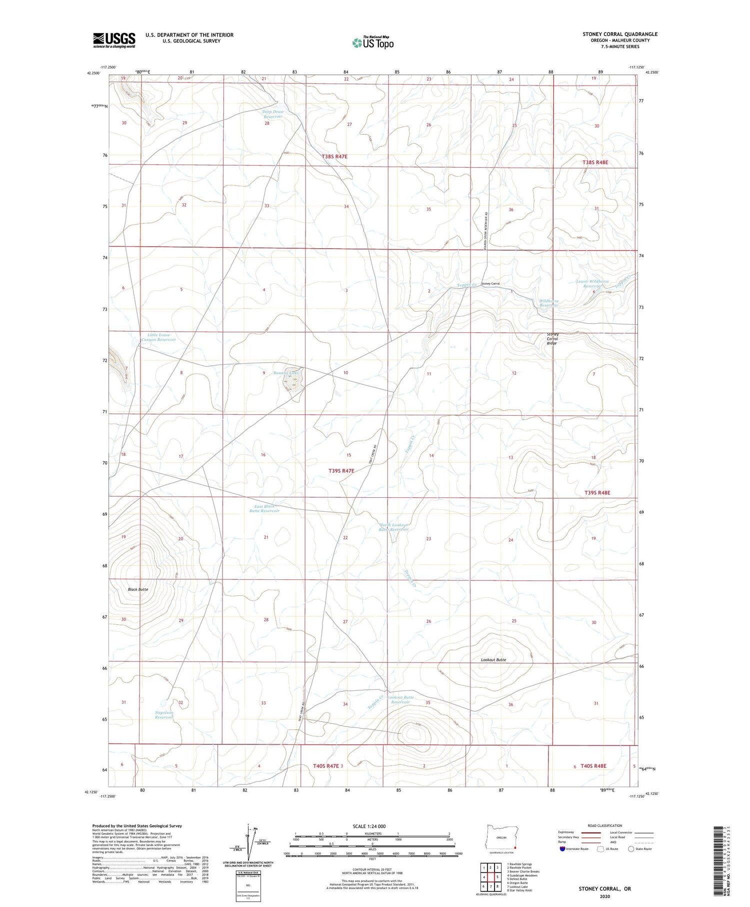 Stoney Corral Oregon US Topo Map Image