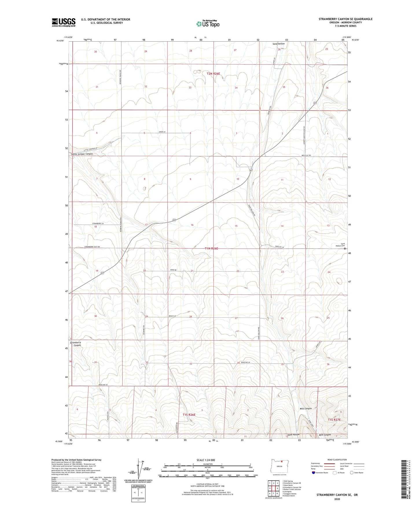 Strawberry Canyon SE Oregon US Topo Map Image