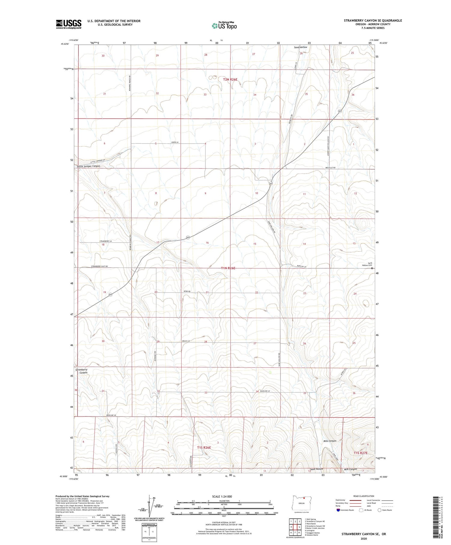 Strawberry Canyon SE Oregon US Topo Map Image