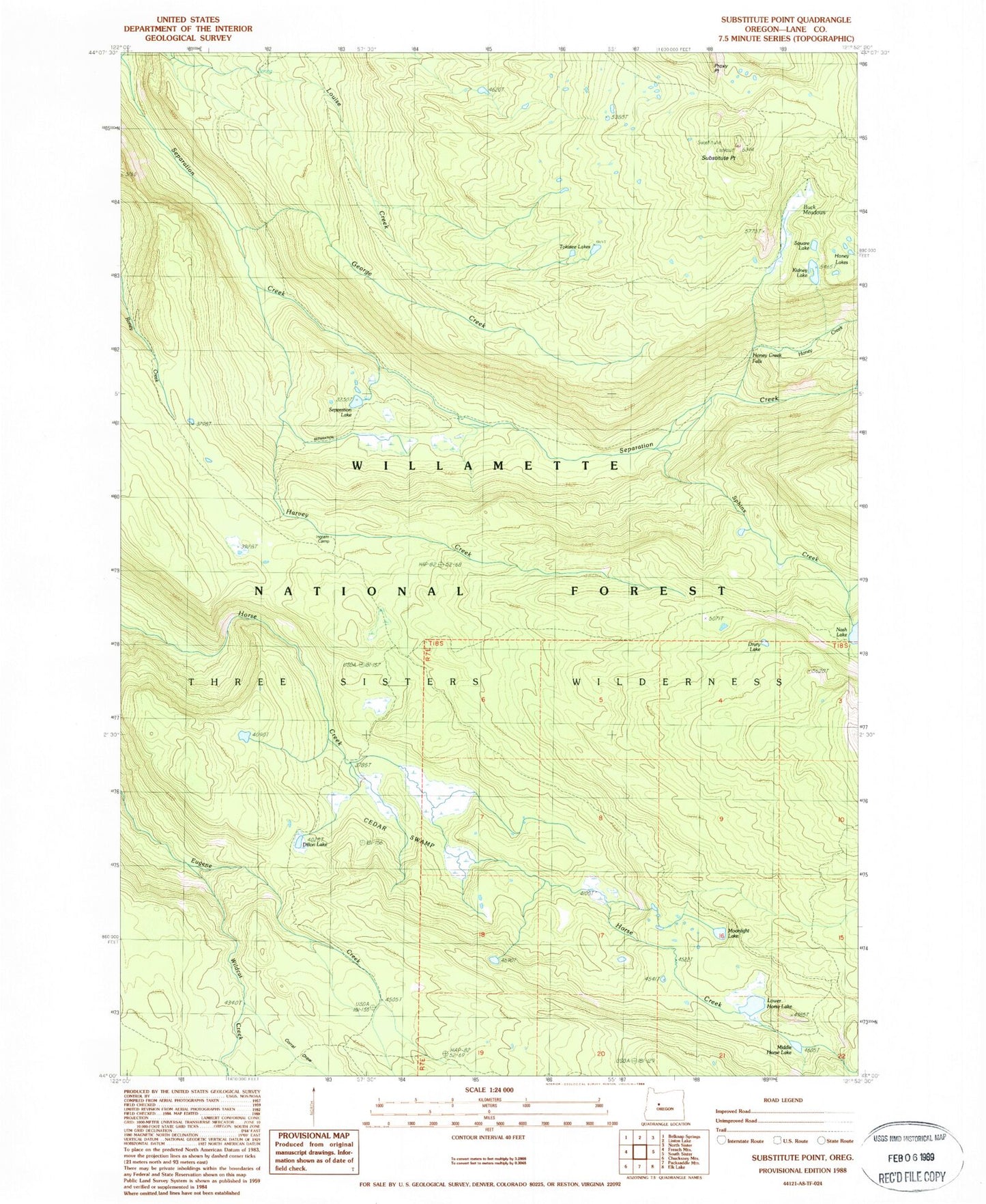 Classic USGS Substitute Point Oregon 7.5'x7.5' Topo Map Image
