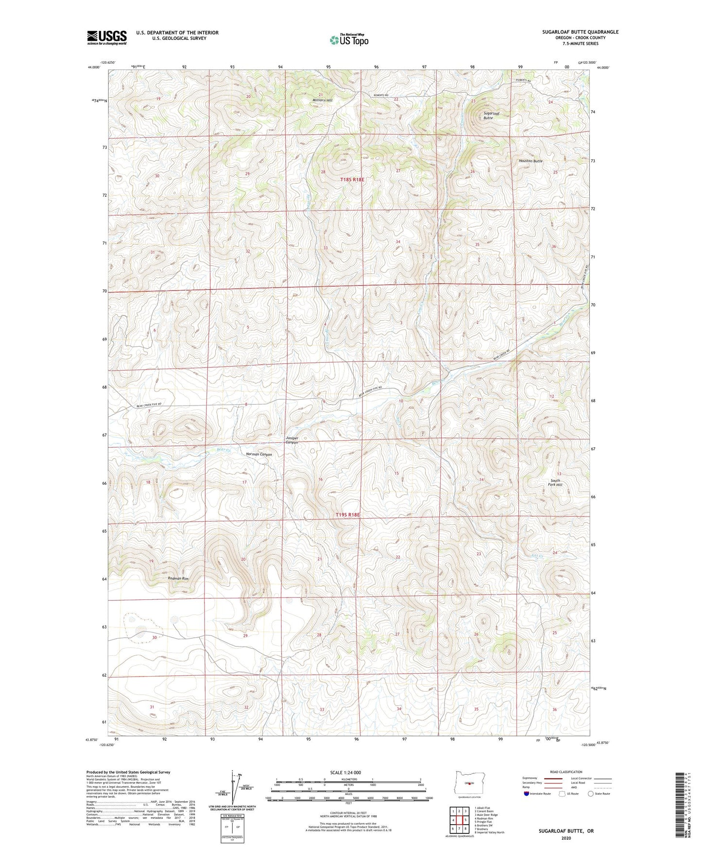 Sugarloaf Butte Oregon US Topo Map Image