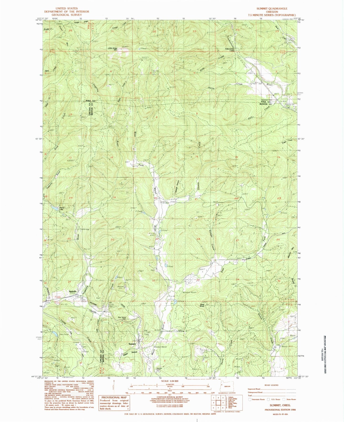 Classic USGS Summit Oregon 7.5'x7.5' Topo Map Image