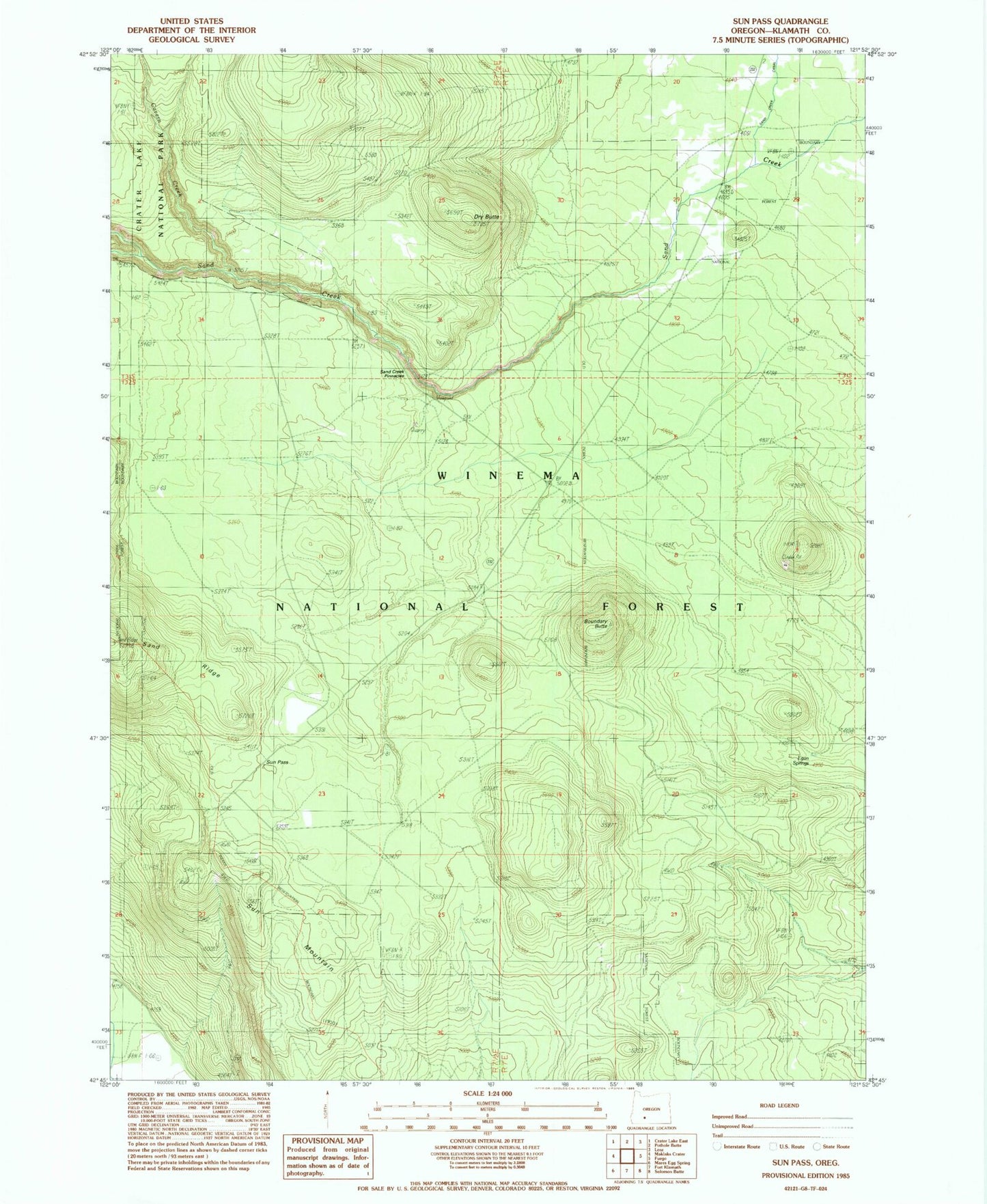 Classic USGS Sun Pass Oregon 7.5'x7.5' Topo Map Image