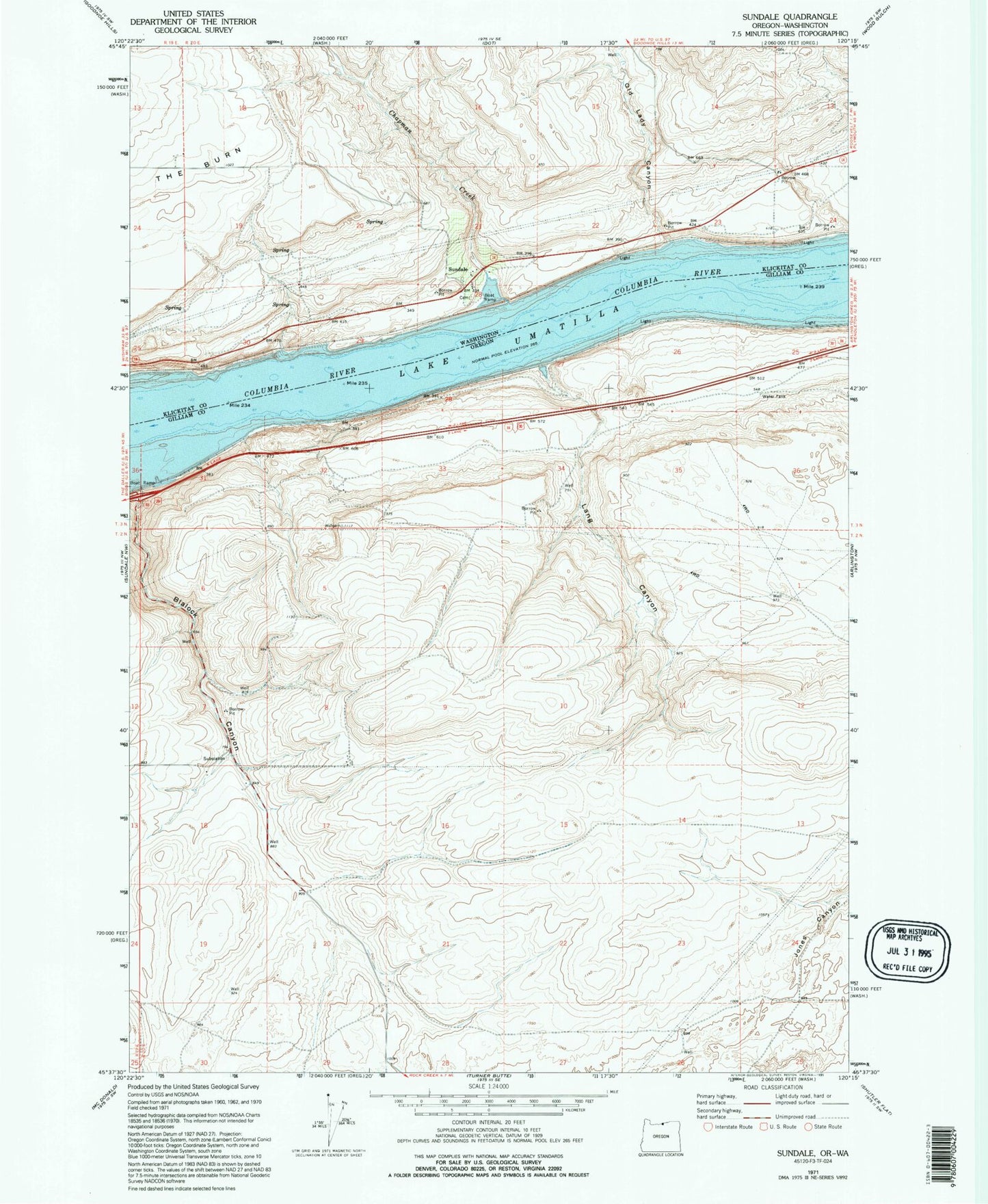 Classic USGS Sundale Washington 7.5'x7.5' Topo Map Image