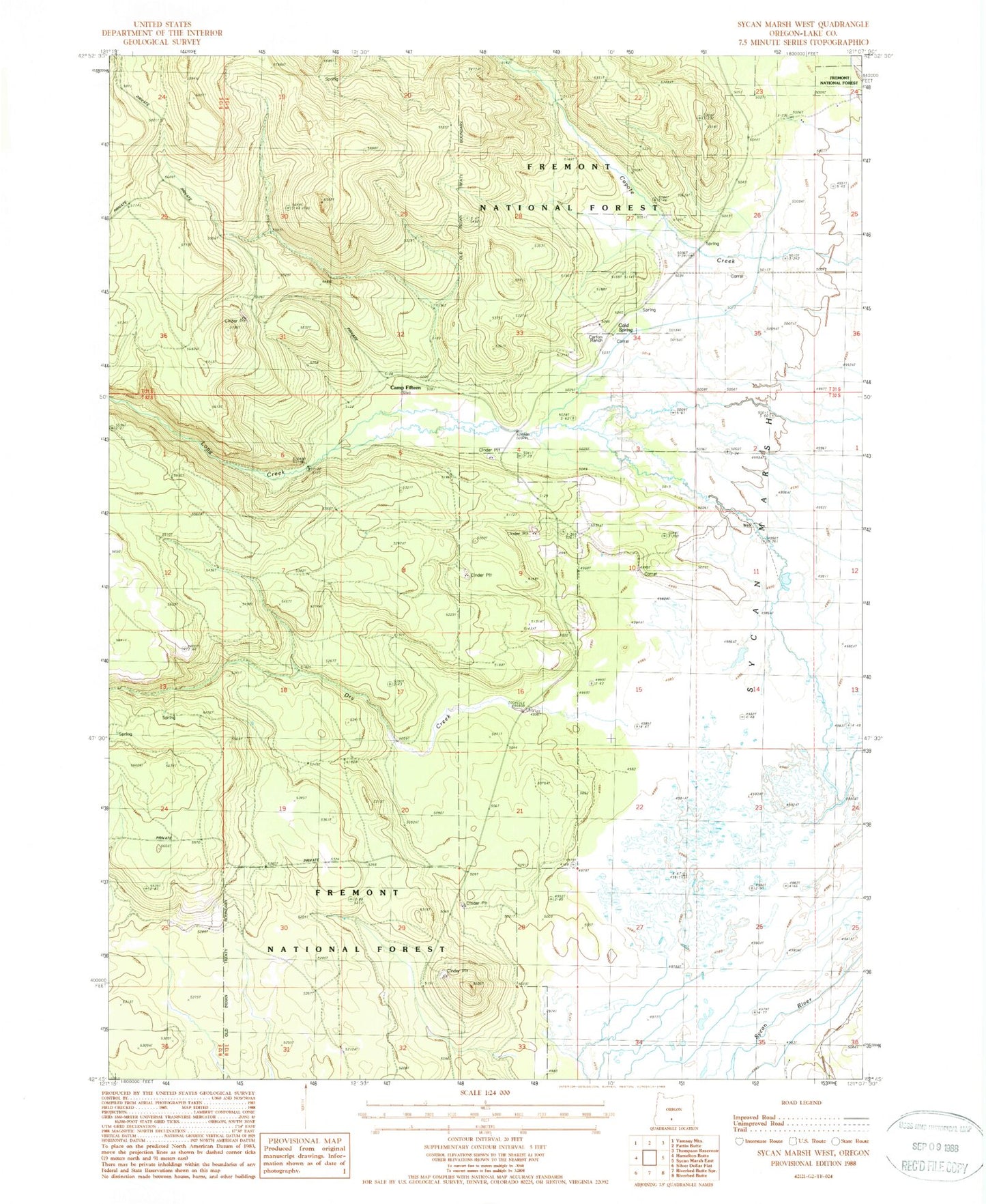 Classic USGS Sycan Marsh West Oregon 7.5'x7.5' Topo Map Image