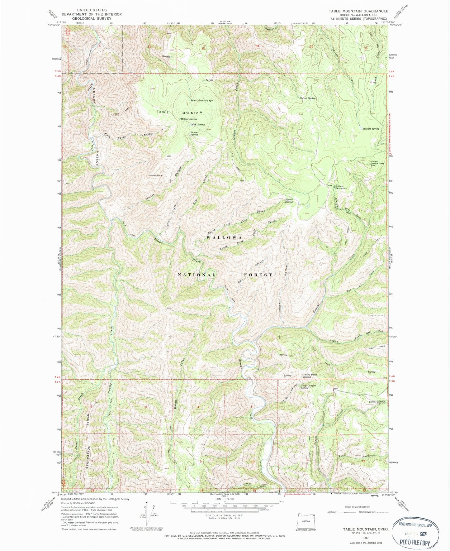Classic USGS Table Mountain Oregon 7.5'x7.5' Topo Map Image