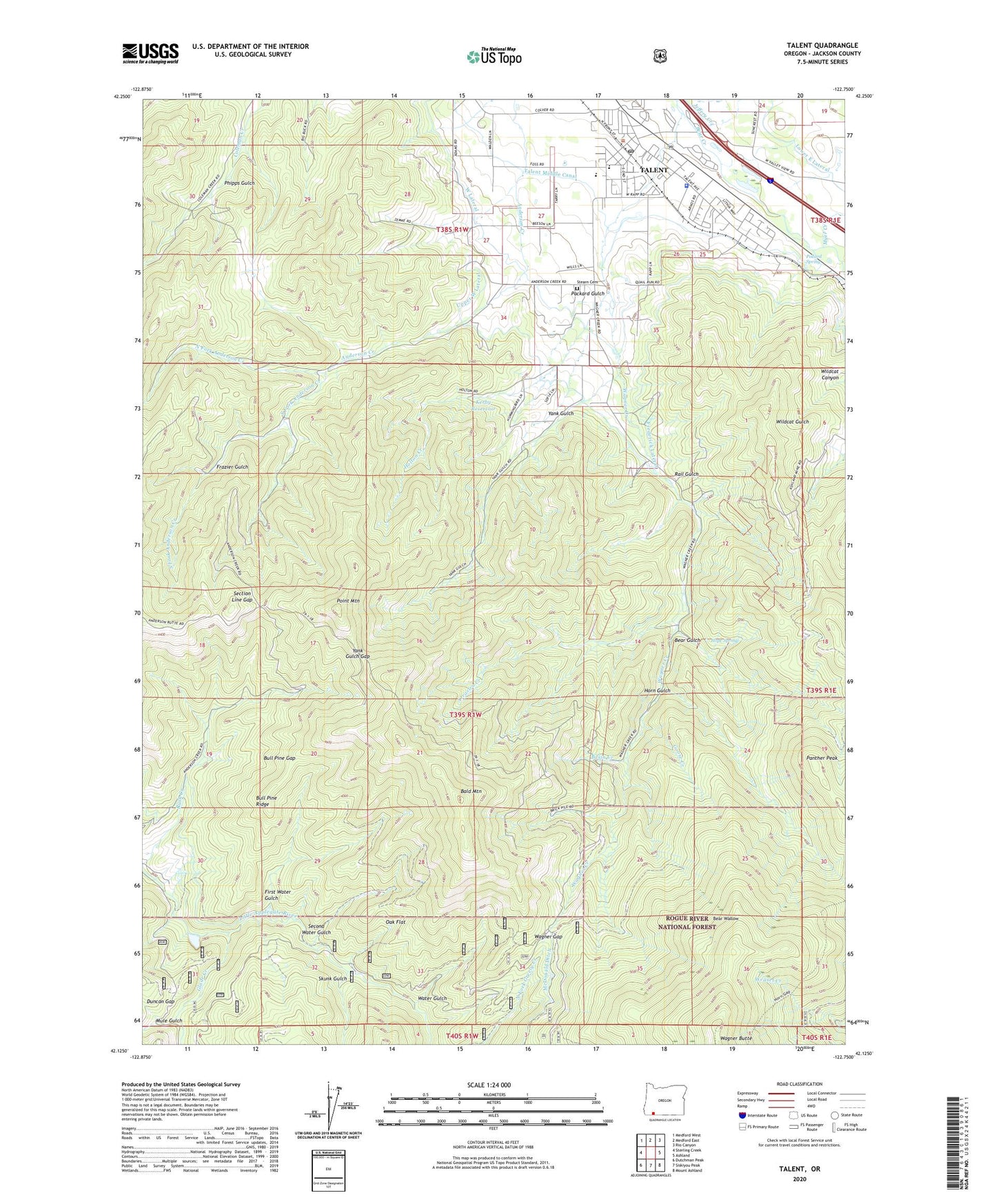 Talent Oregon US Topo Map Image