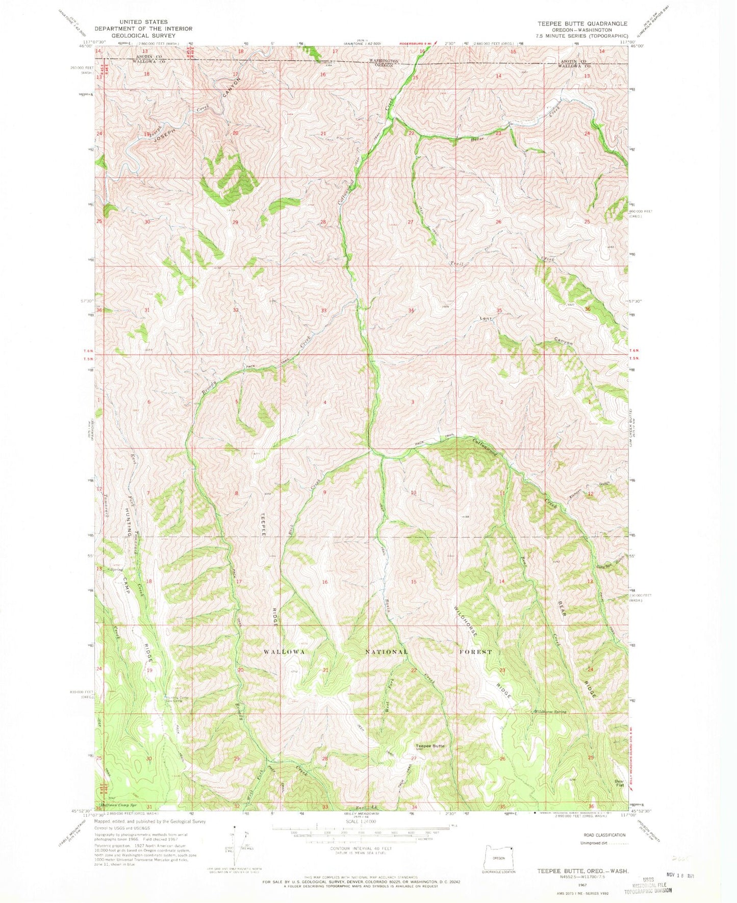 Classic USGS Teepee Butte Oregon 7.5'x7.5' Topo Map Image