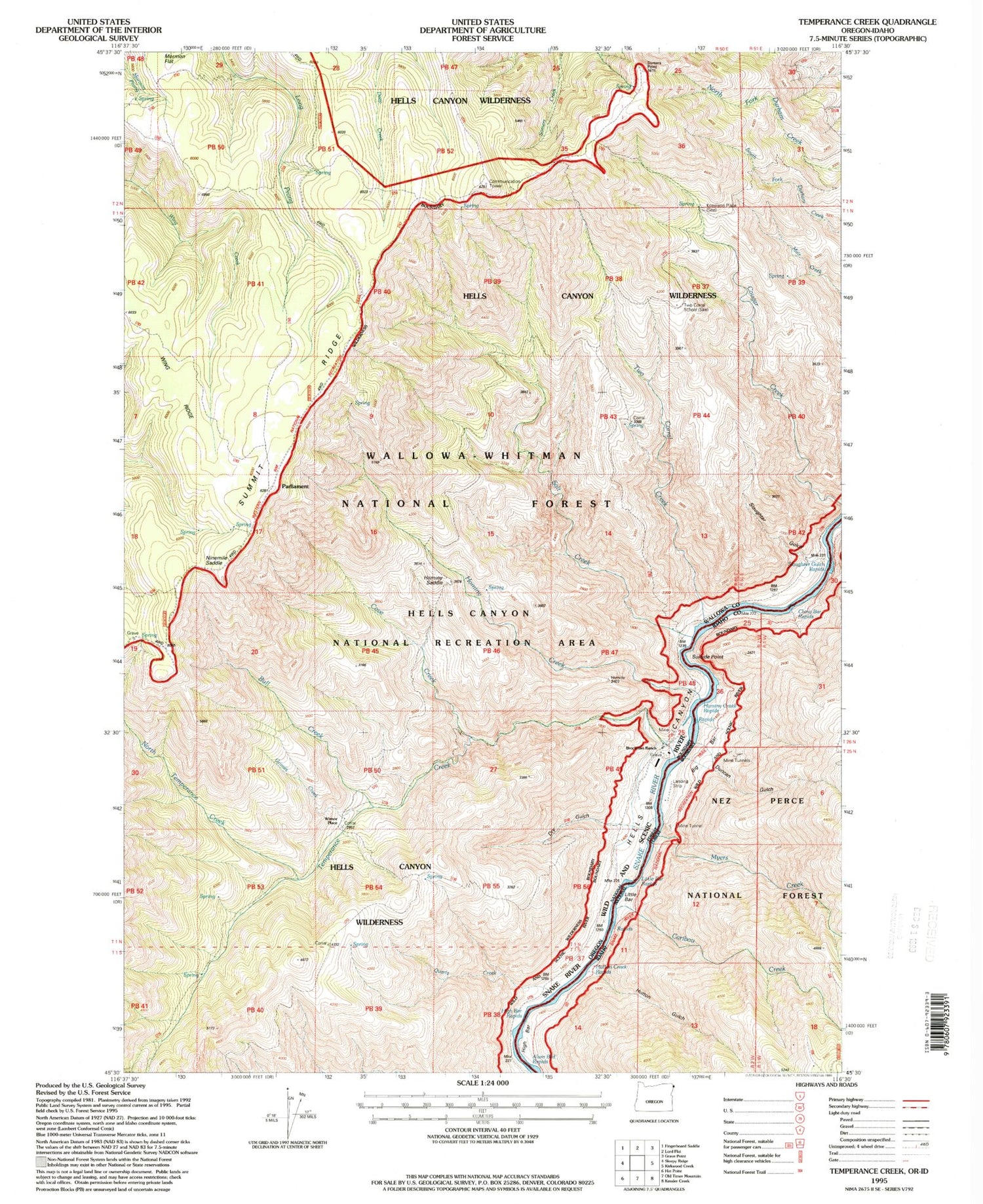 Classic USGS Temperance Creek Oregon 7.5'x7.5' Topo Map Image