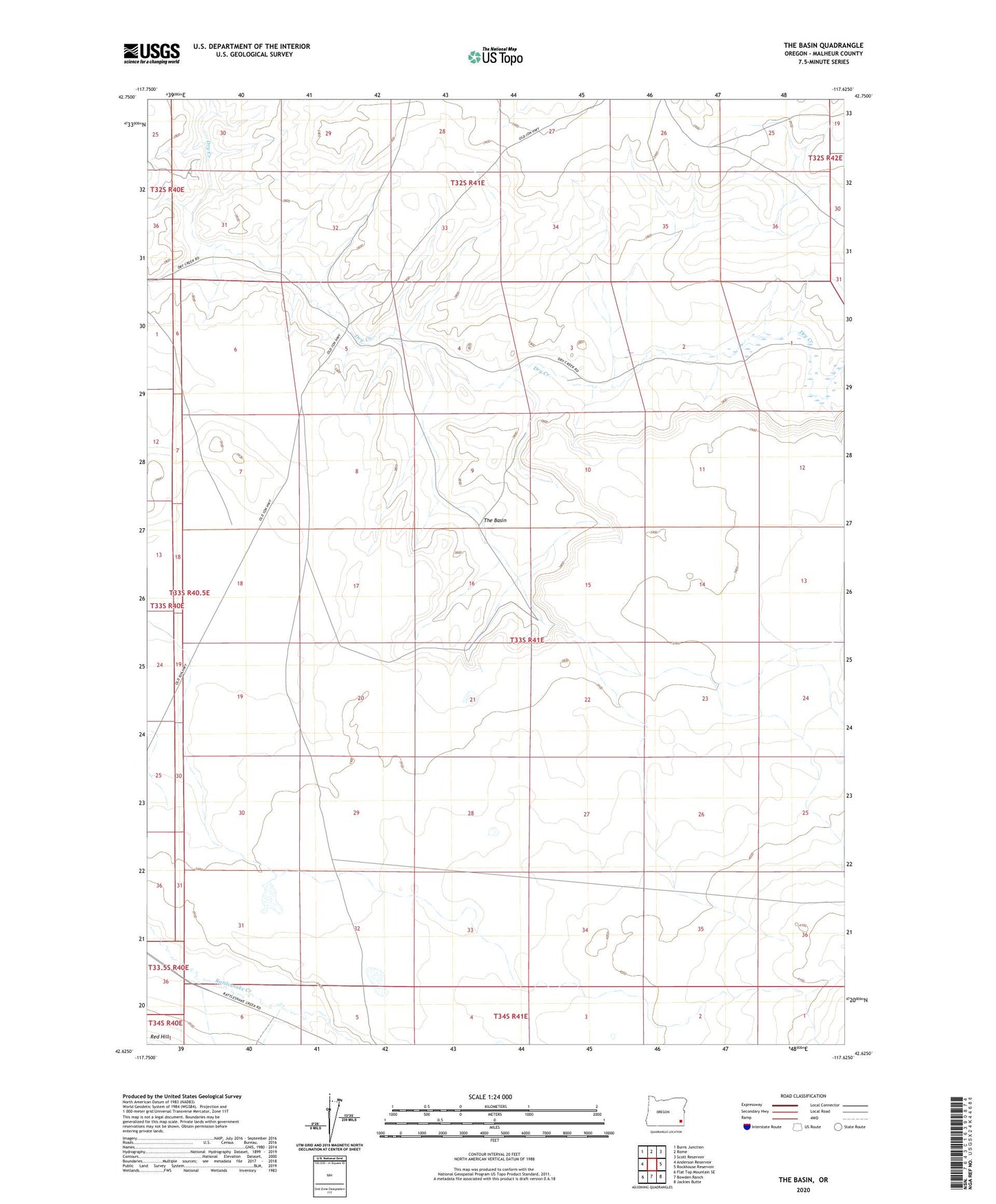 The Basin Oregon US Topo Map Image