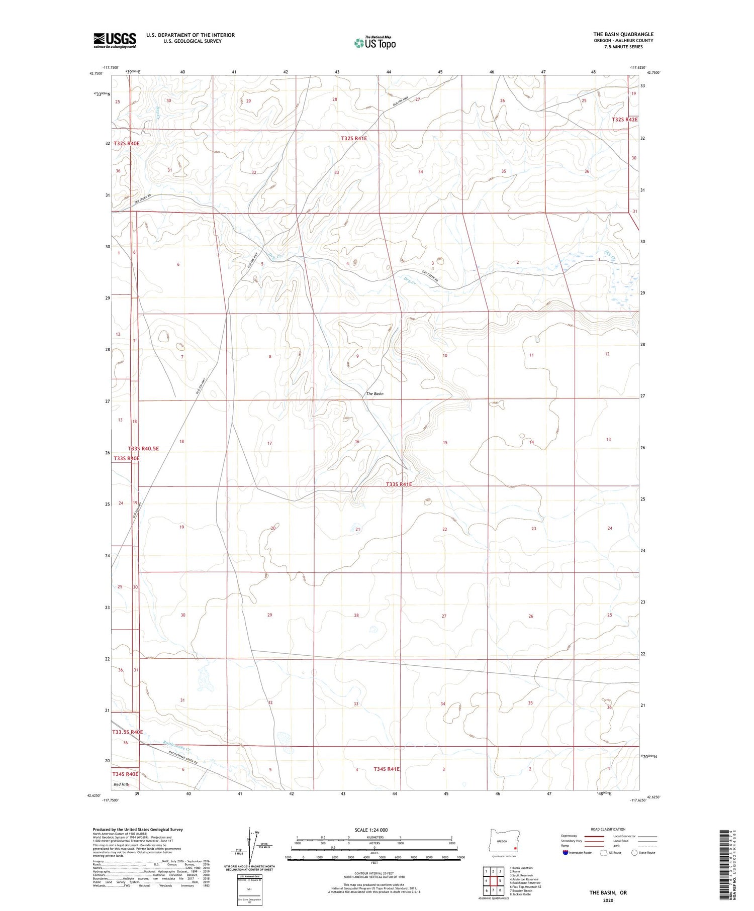 The Basin Oregon US Topo Map Image