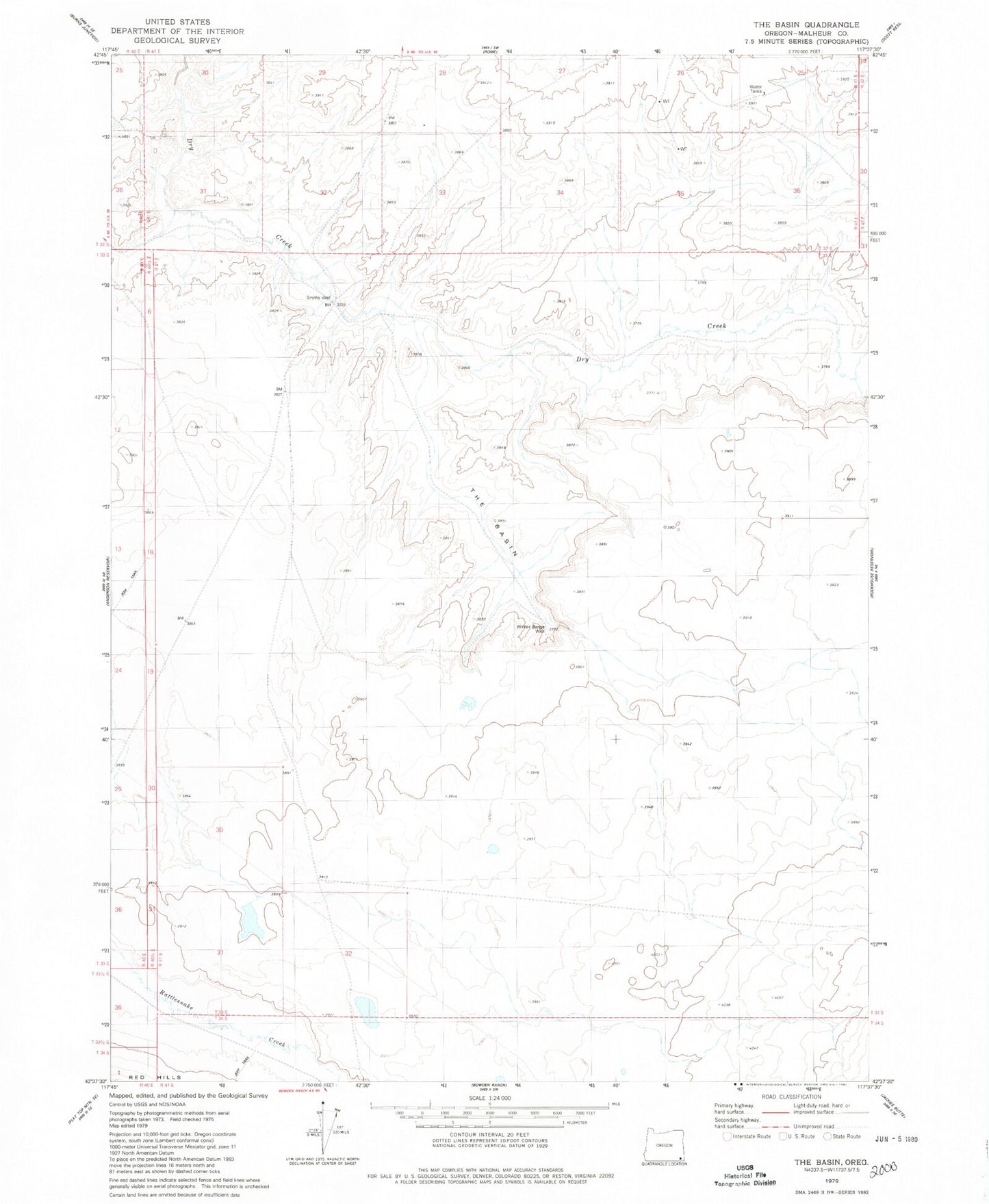 Classic USGS The Basin Oregon 7.5'x7.5' Topo Map Image