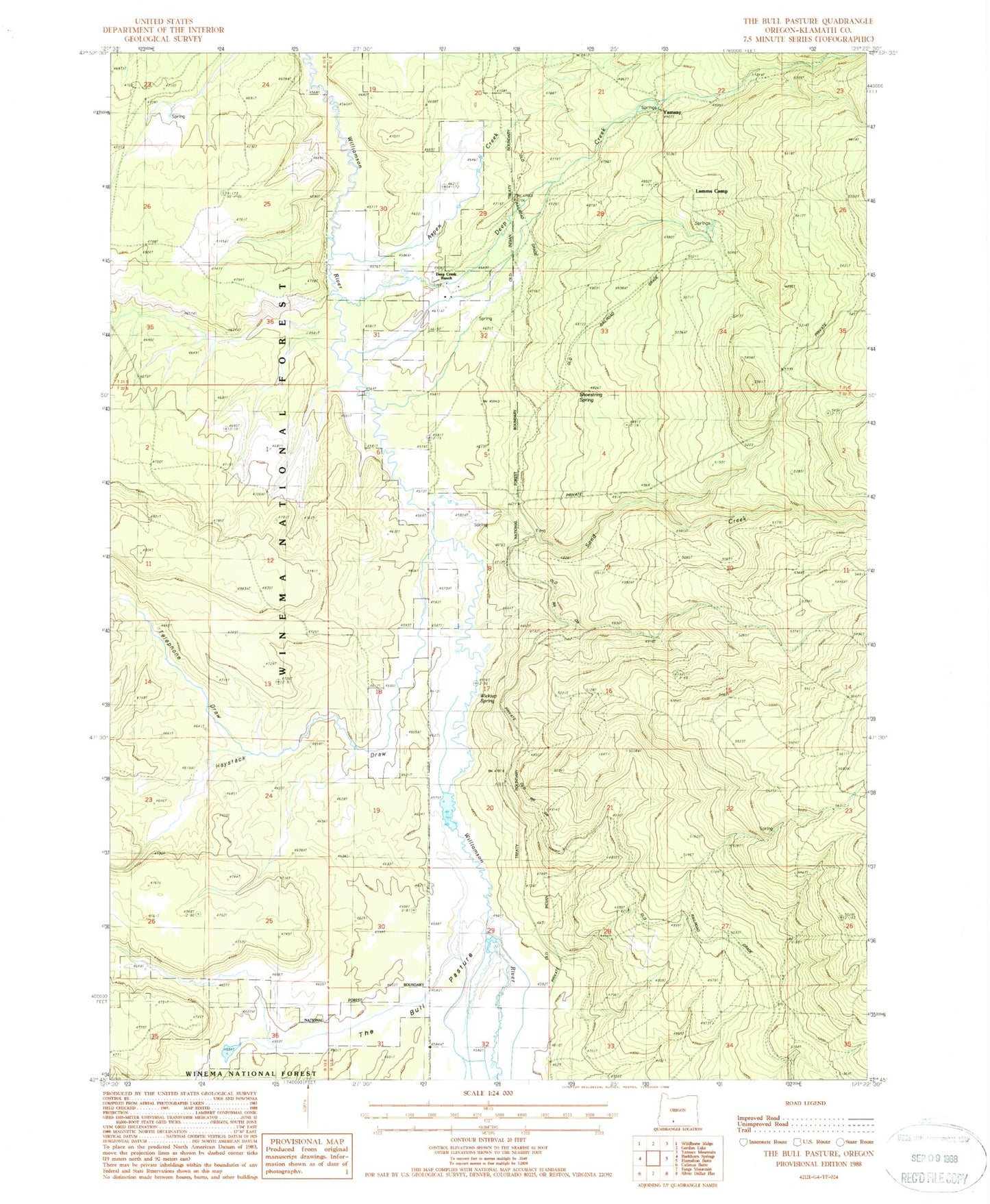 Classic USGS The Bull Pasture Oregon 7.5'x7.5' Topo Map Image