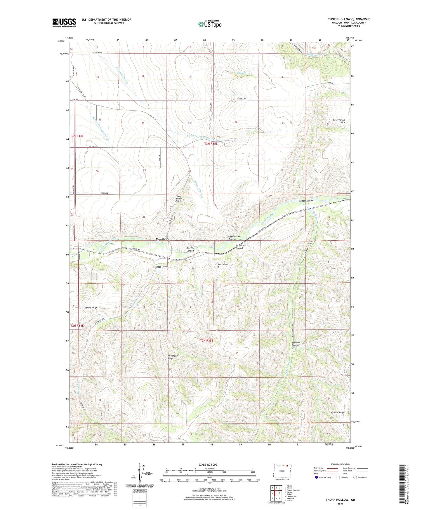 Thorn Hollow Oregon US Topo Map Image