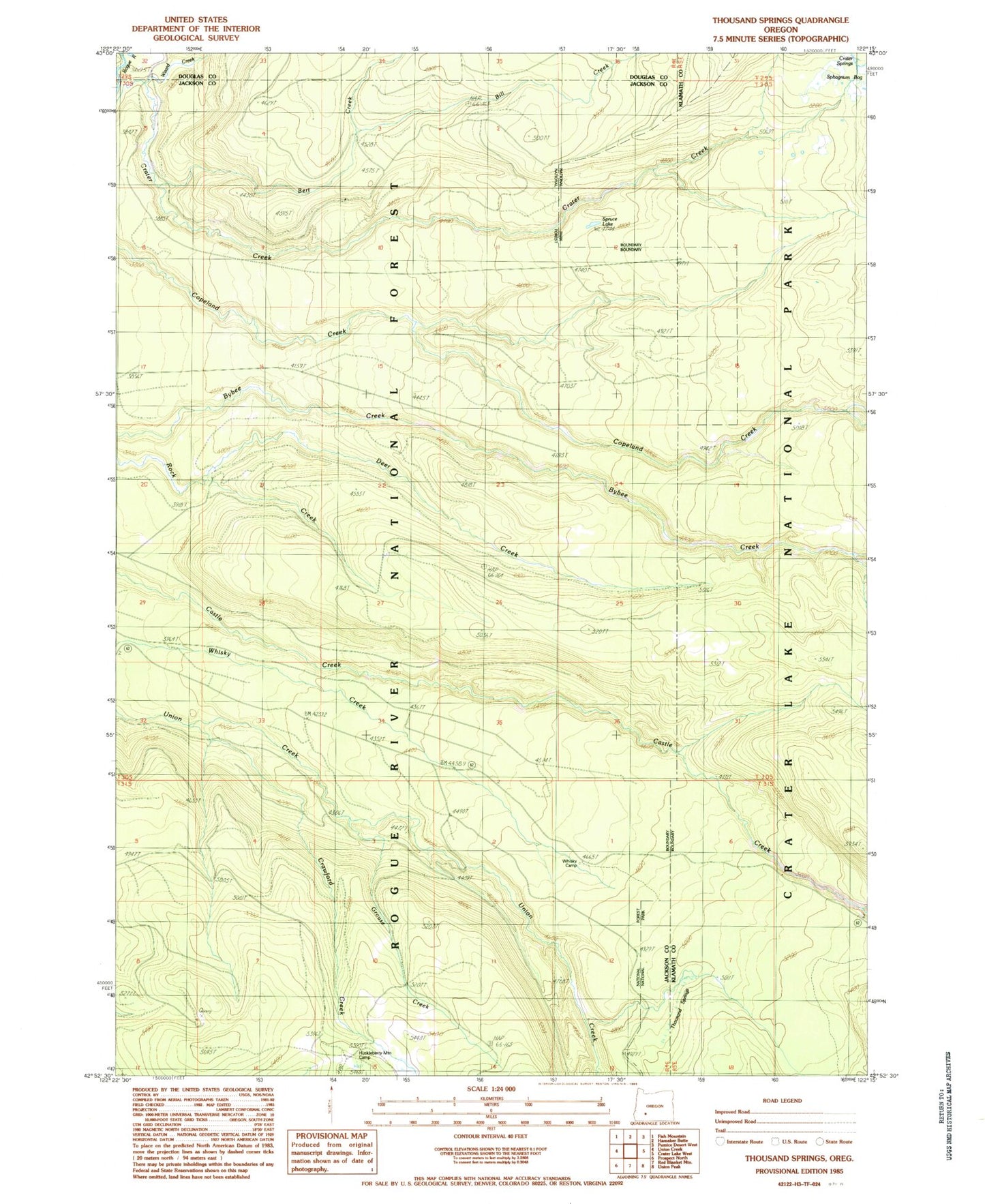 Classic USGS Thousand Springs Oregon 7.5'x7.5' Topo Map Image