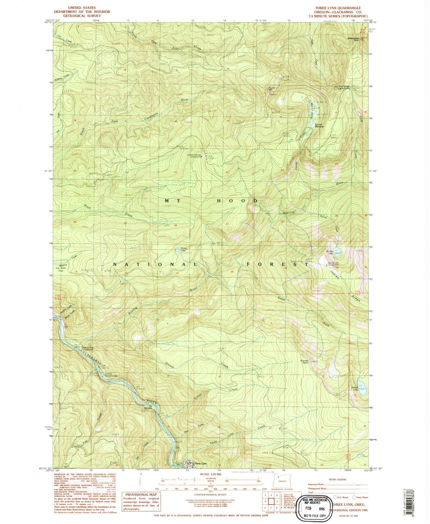 Classic USGS Three Lynx Oregon 7.5'x7.5' Topo Map Image