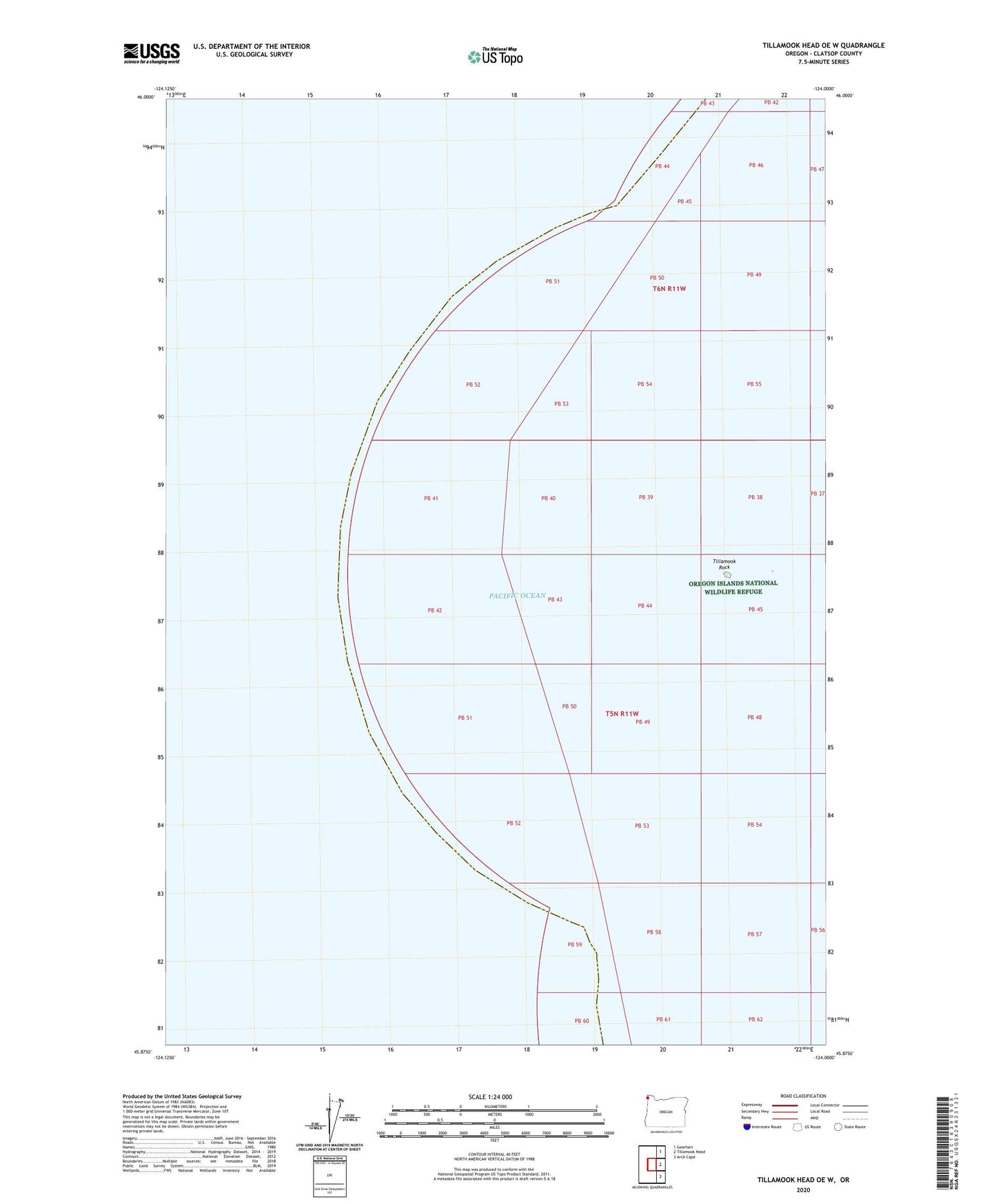 Tillamook Head OE W Oregon US Topo Map Image