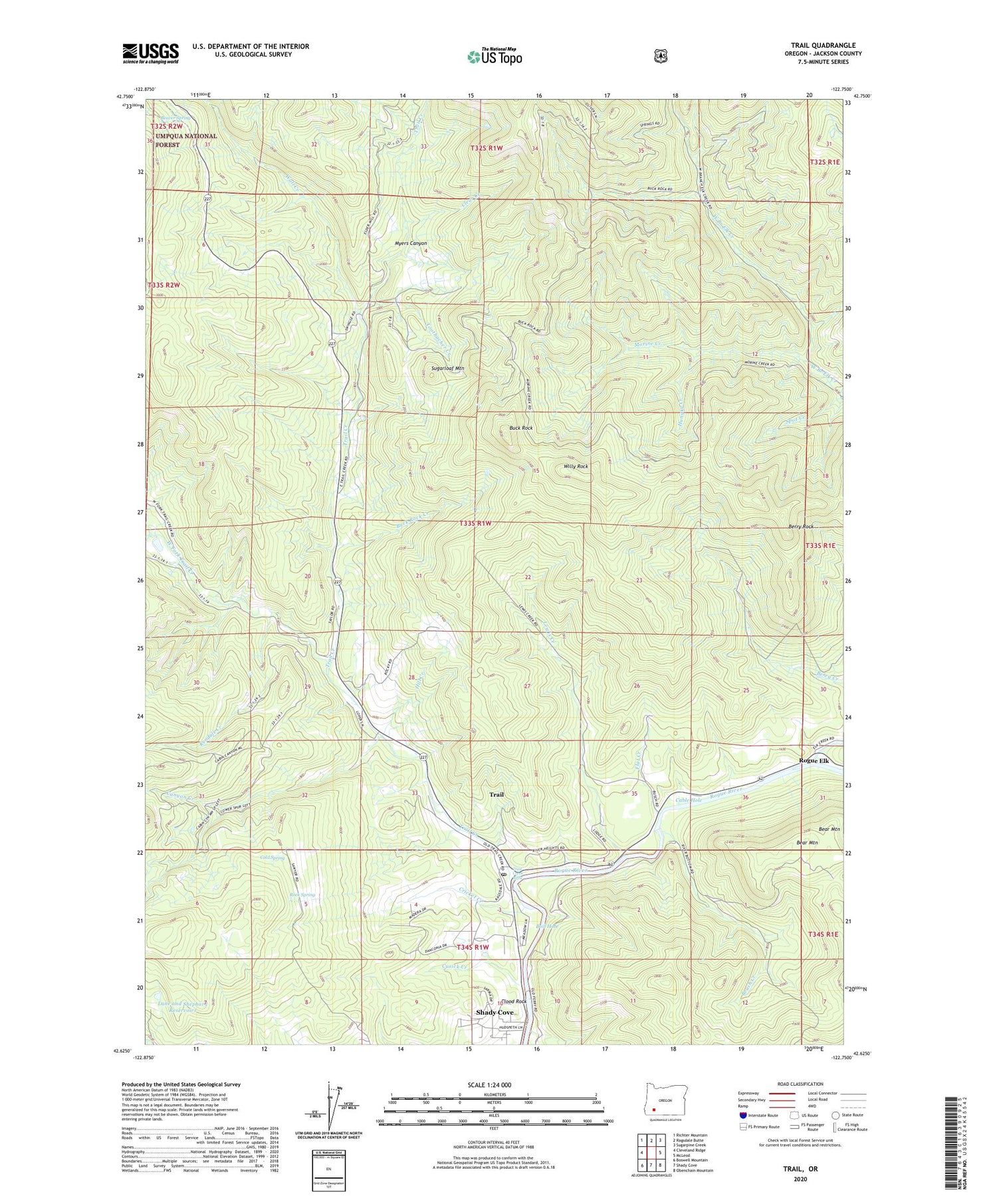 Trail Oregon US Topo Map Image