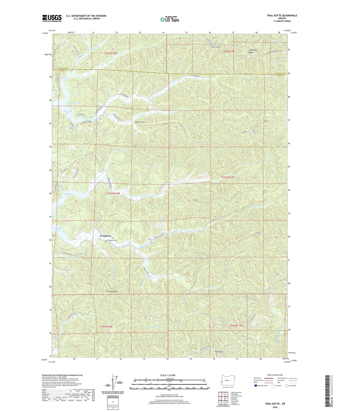 Trail Butte Oregon US Topo Map Image
