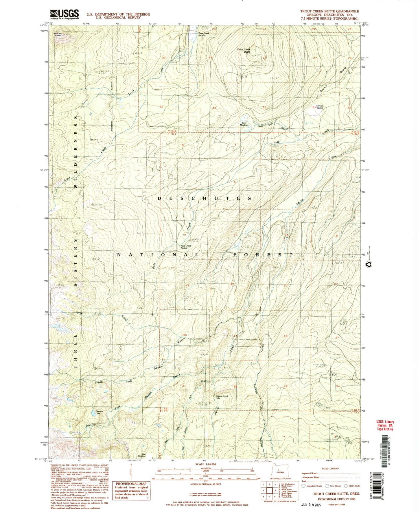 Classic USGS Trout Creek Butte Oregon 7.5'x7.5' Topo Map Image