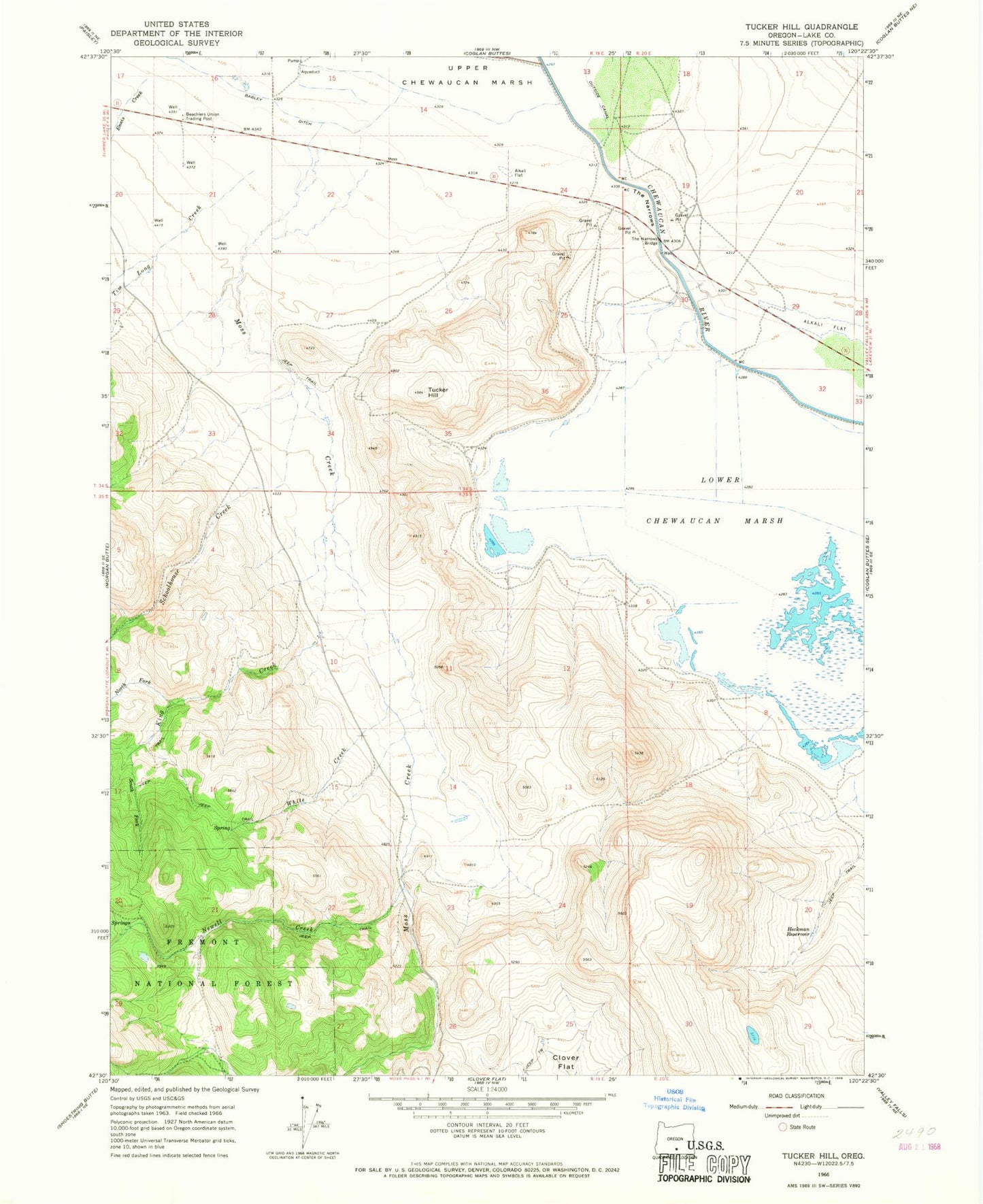 Classic USGS Tucker Hill Oregon 7.5'x7.5' Topo Map Image