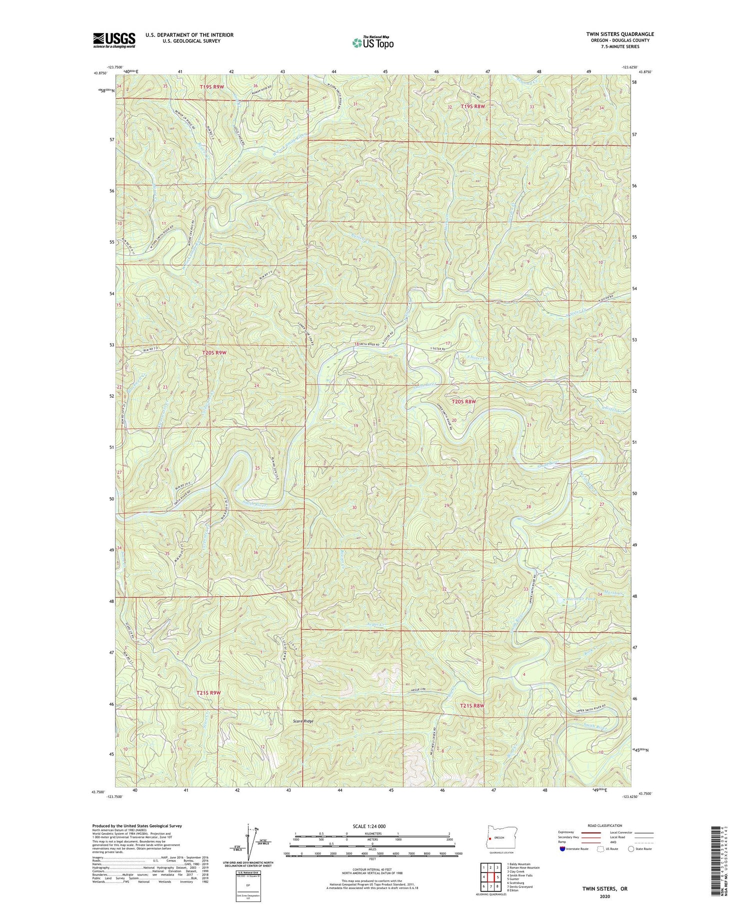 Twin Sisters Oregon US Topo Map Image
